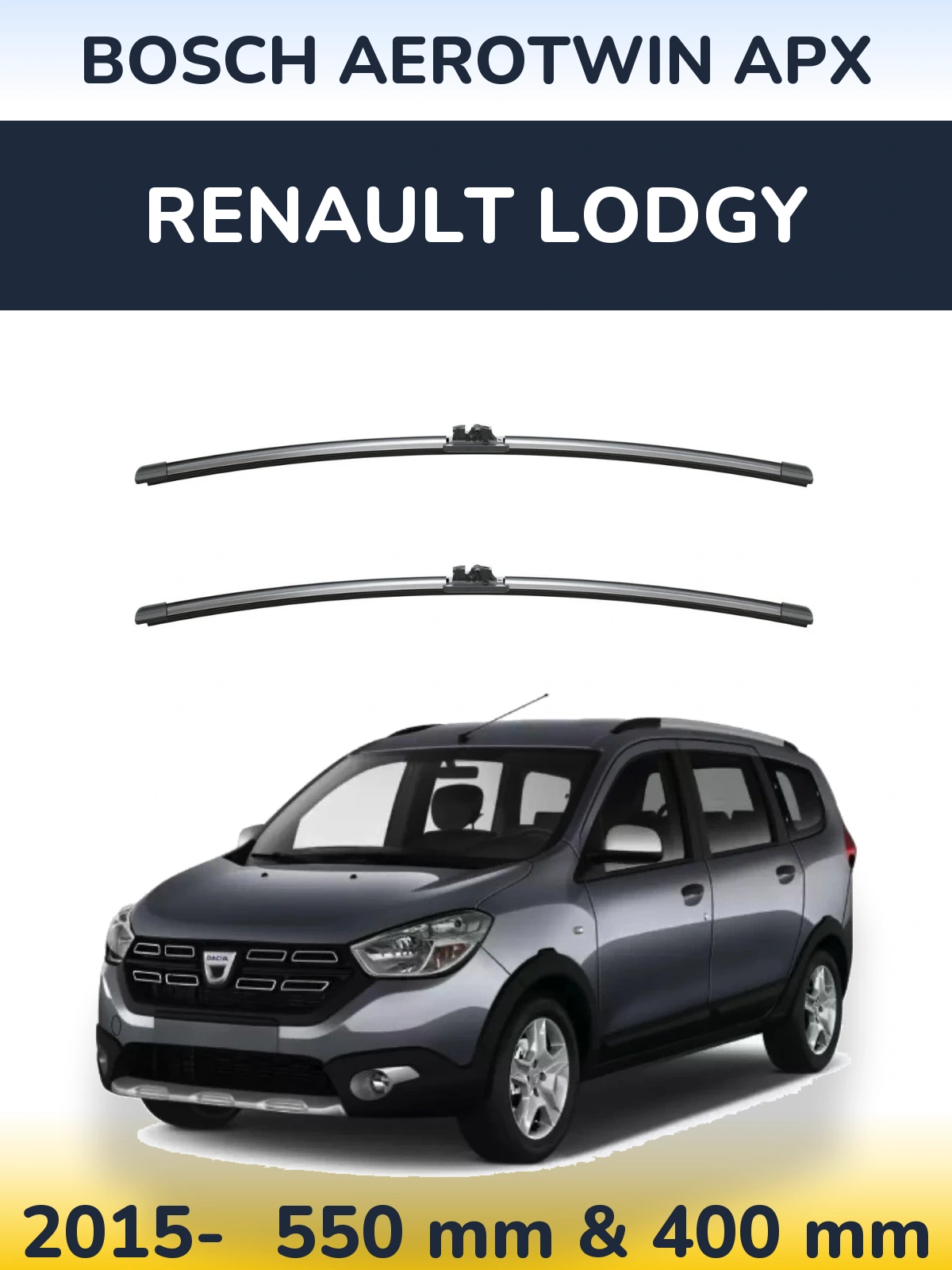 Komplet przednich wycieraczek BOSCH AeroTwin APX 550 & 400 mm do Renault Lodgy 2015-2026