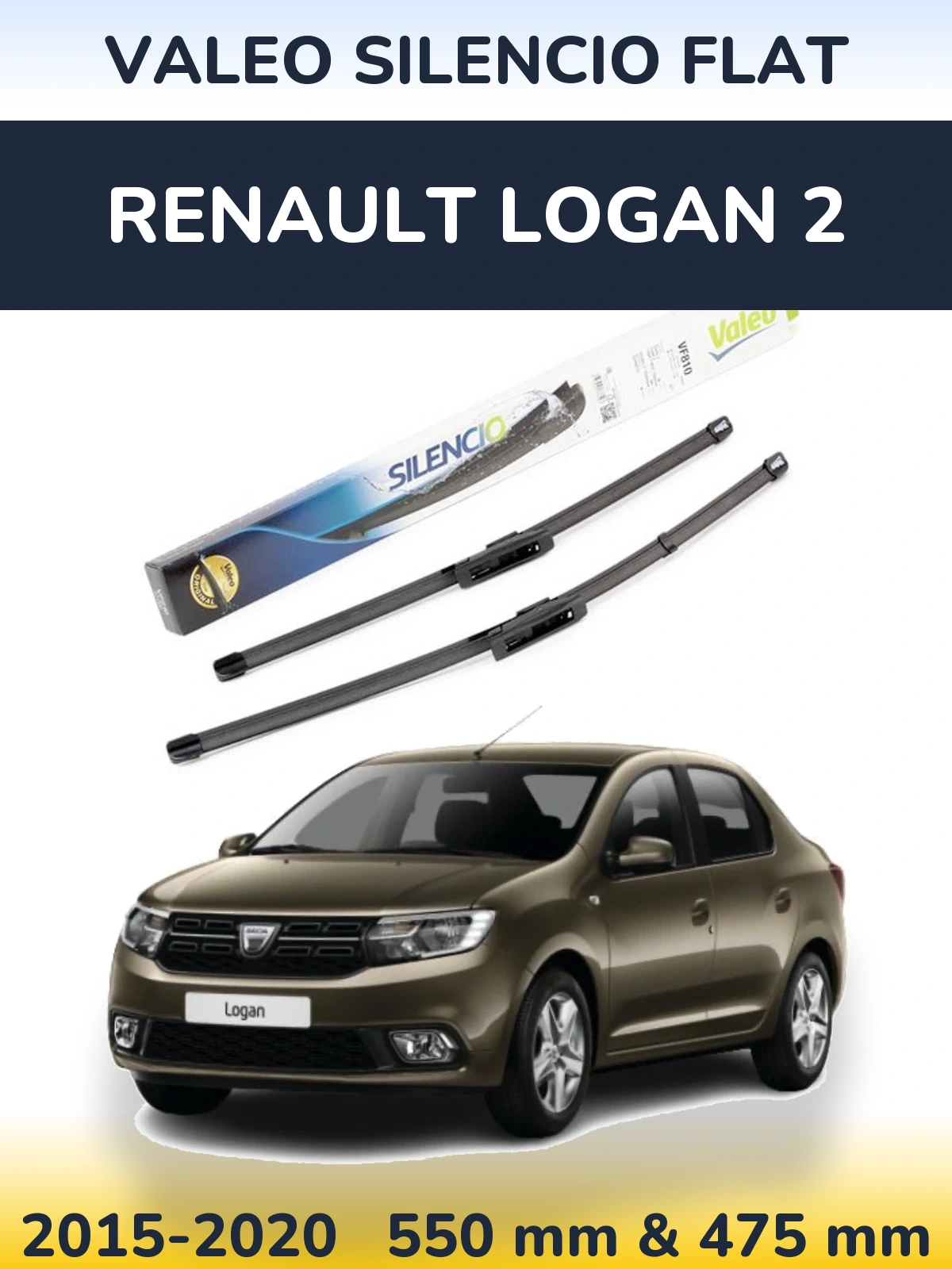 Komplet przednich wycieraczek Valeo Silencio Flat 550 & 475 mm do Renault Logan 2 2015-2020