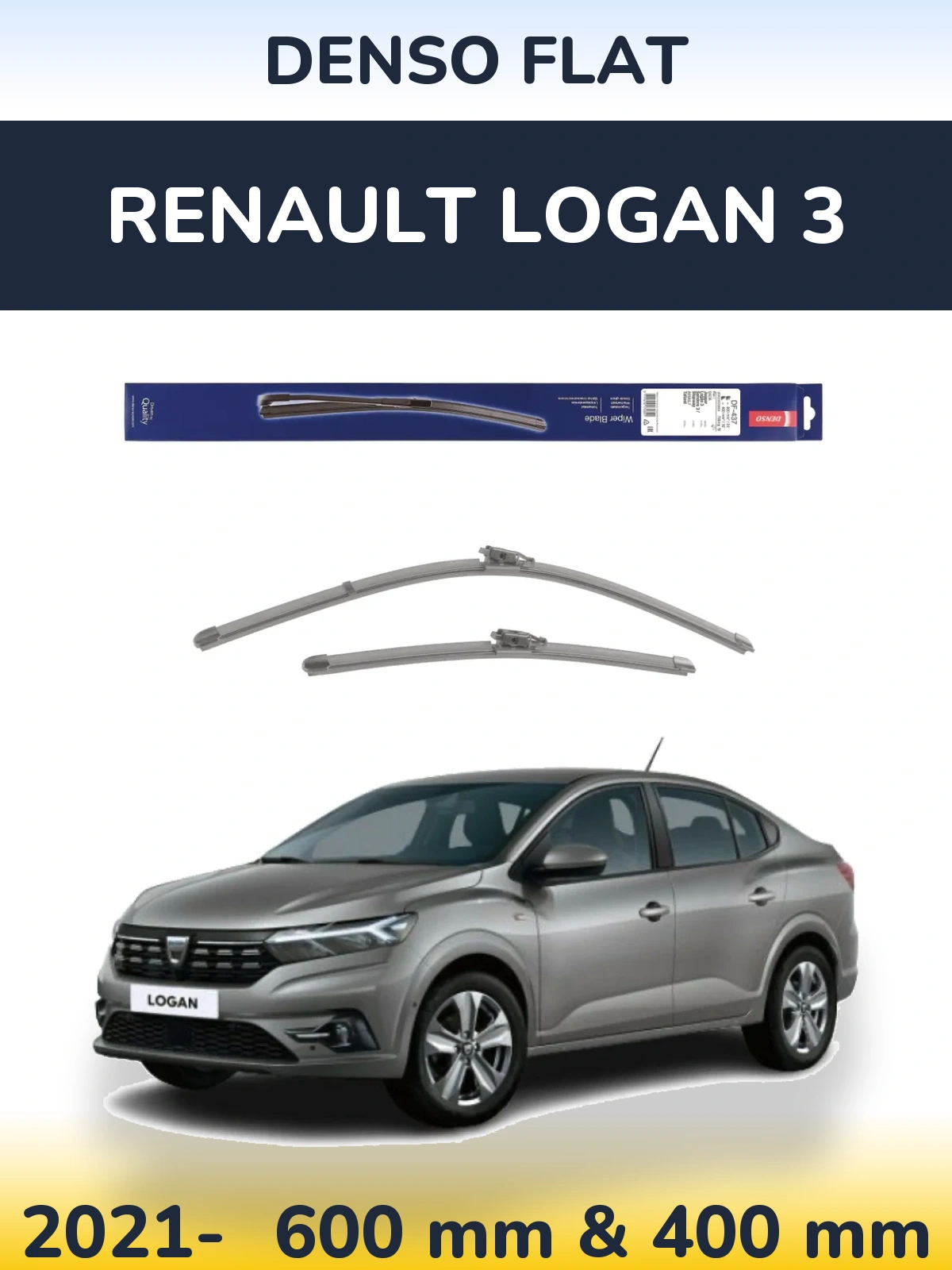 Komplet przednich wycieraczek Denso Flat 600 & 400 mm do Renault Logan 3 2021-2026