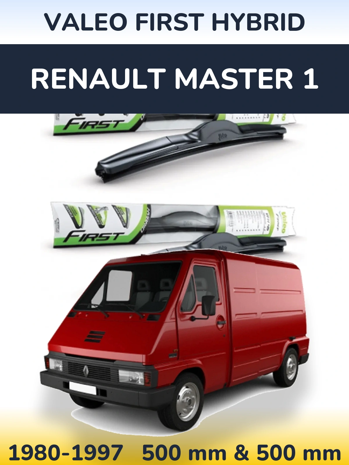 Комплект передних дворников Valeo First Hybrid 500 & 500 мм для Renault Master 1 1980-1997
