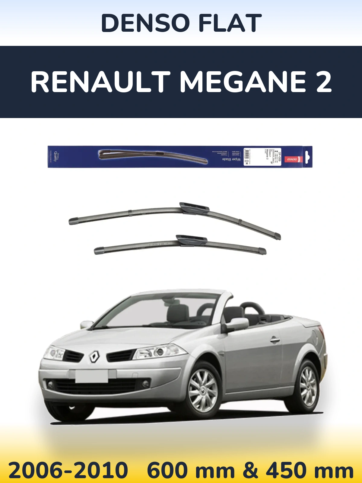 Komplet przednich wycieraczek Denso Flat 600 & 450 mm do Renault Megane 2 2006-2010