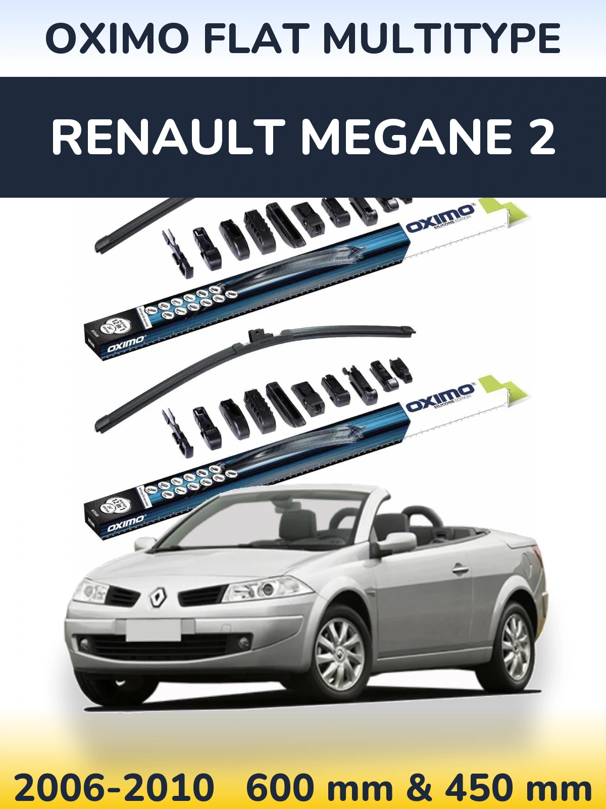 Komplet przednich wycieraczek Oximo Flat MultiType 600 & 450 mm do Renault Megane 2 2006-2010