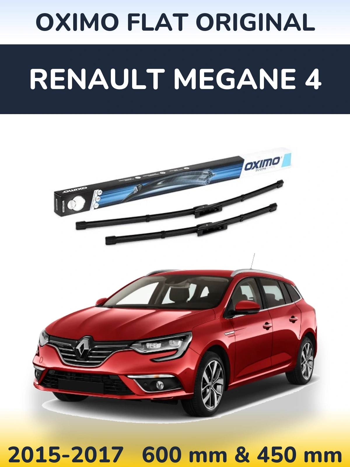 Комплект передних дворников Oximo Flat Original 600 & 450 мм для Renault Megane 4 2015-2017