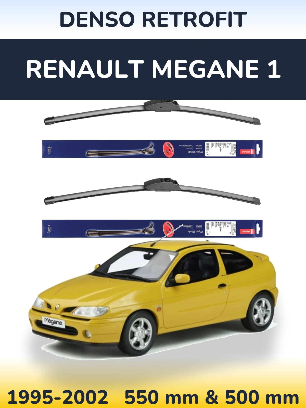 Komplet przednich wycieraczek Denso Retrofit 550 & 500 mm do Renault Megane 1 1995-2002