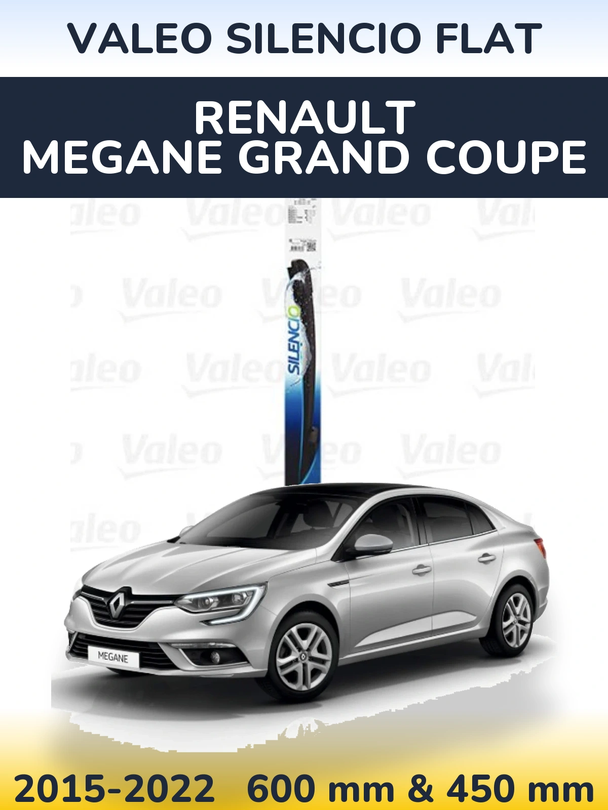 Комплект передних дворников Valeo Silencio Flat 600 & 450 мм для Renault Megane Grand Coupe 2015-2022