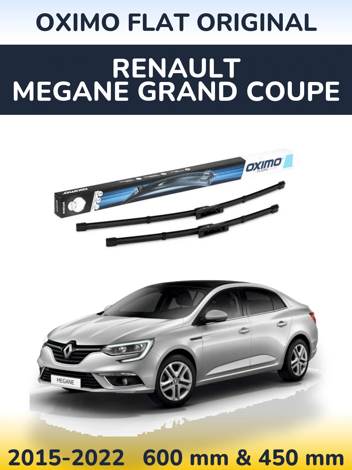 Комплект передних дворников Oximo Flat Original 600 & 450 мм для Renault Megane Grand Coupe 2015-2022