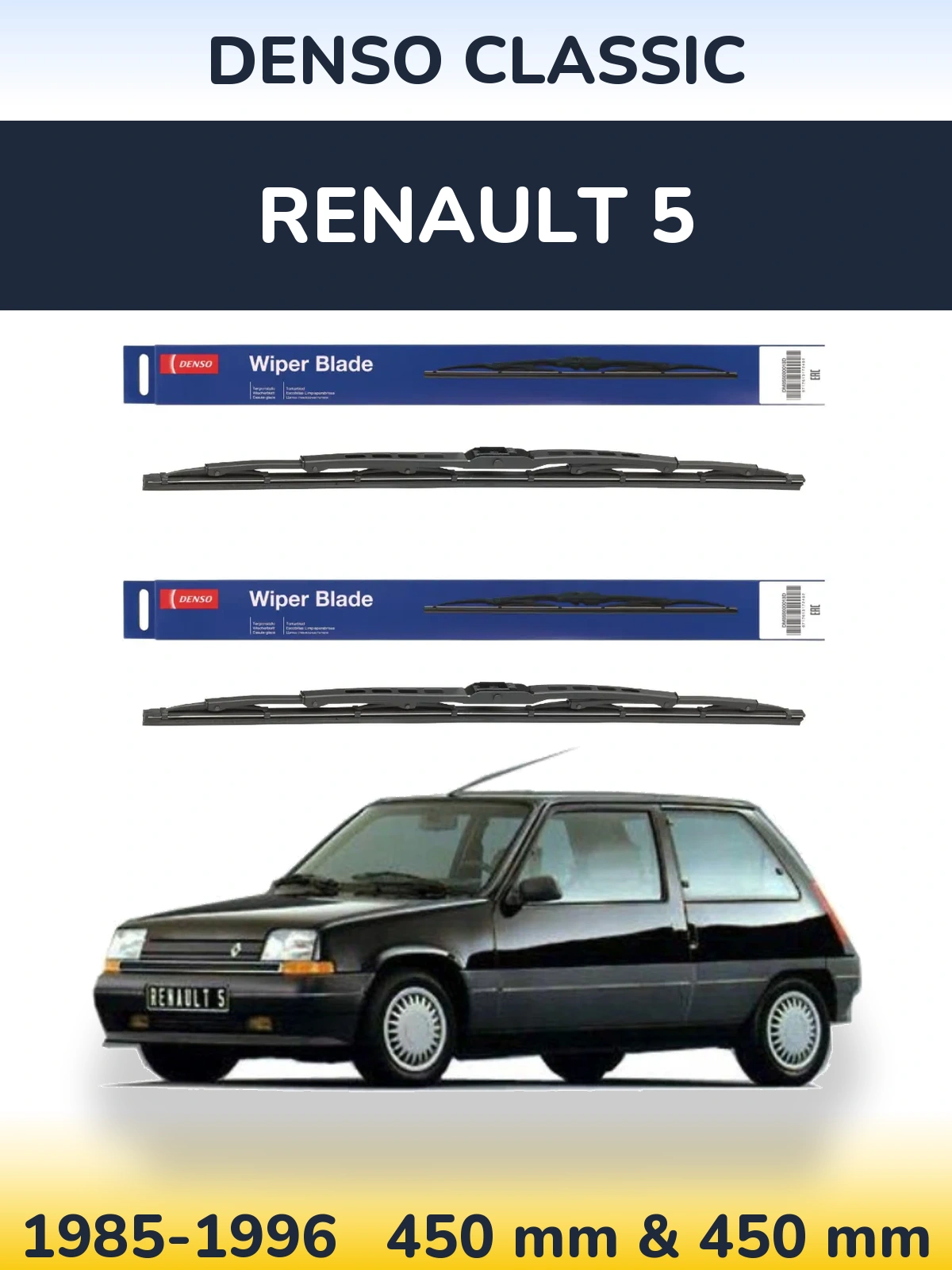 Komplet przednich wycieraczek Denso Classic 450 & 450 mm do Renault 5 1985-1996