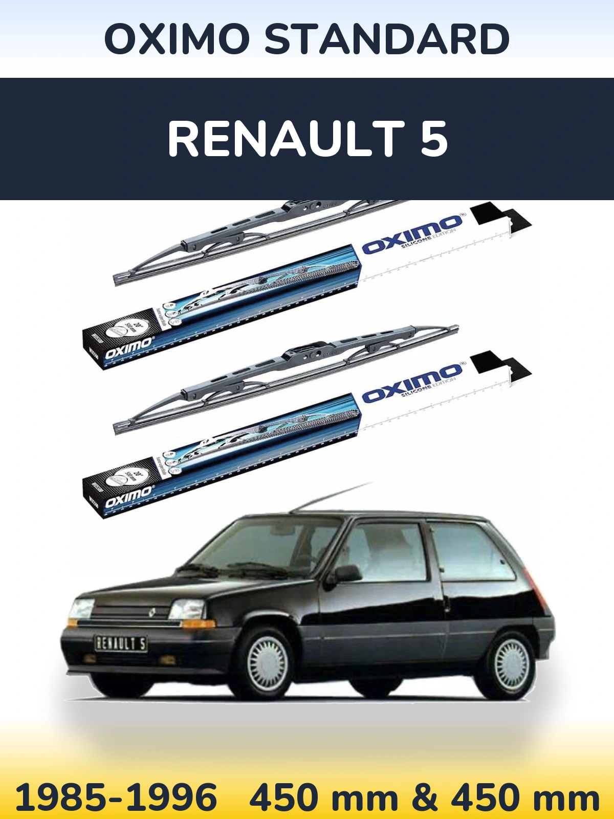Front wiper blade set Oximo Standard 450 & 450 mm for Renault 5 1985-1996