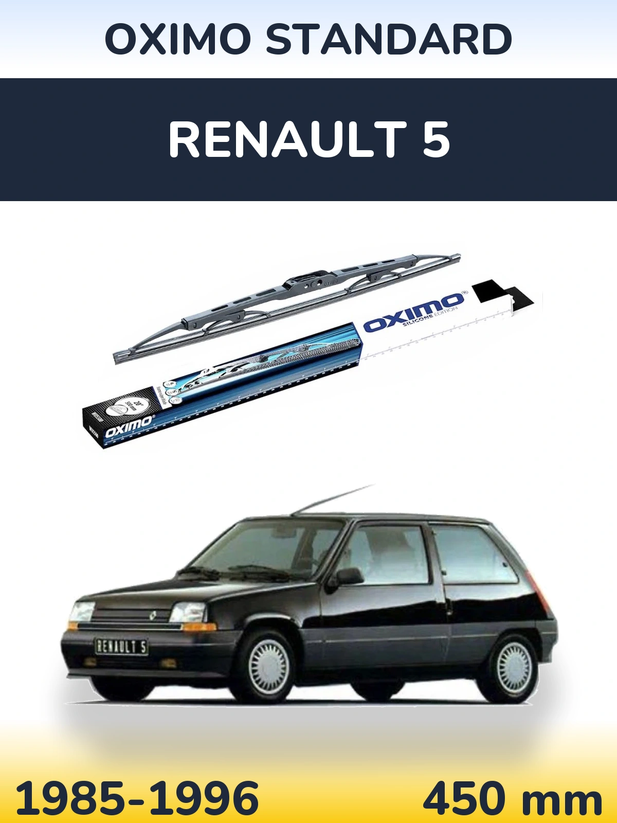 Rear wiper blade Oximo Standard 450 mm for Renault 5 1985-1996