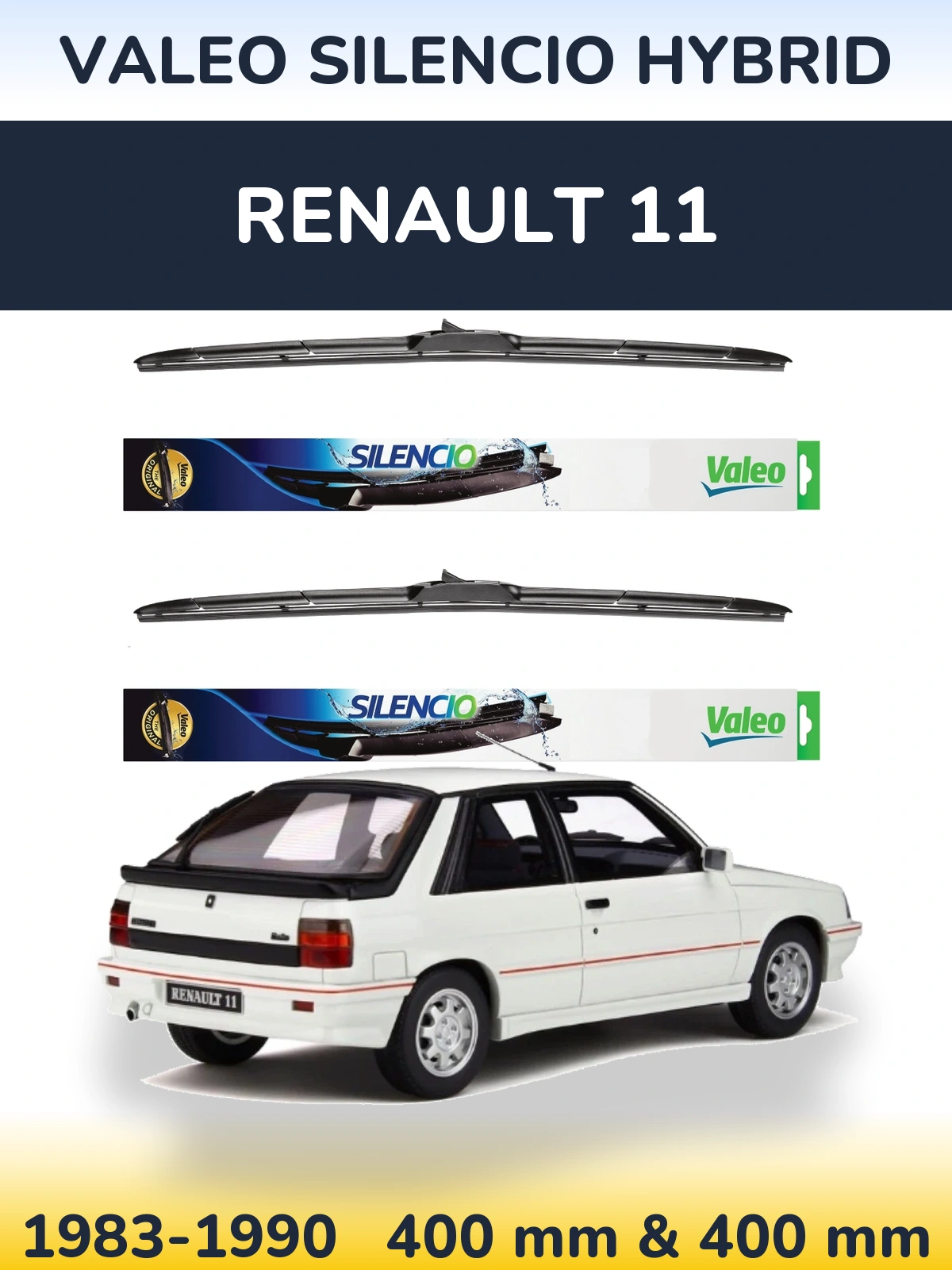 Комплект передних дворников Valeo Silencio Hybrid 400 & 400 мм для Renault 11 1983-1990