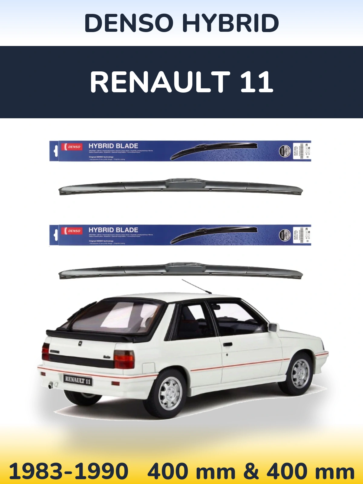 Комплект передних дворников Denso Hybrid 400 & 400 мм для Renault 11 1983-1990