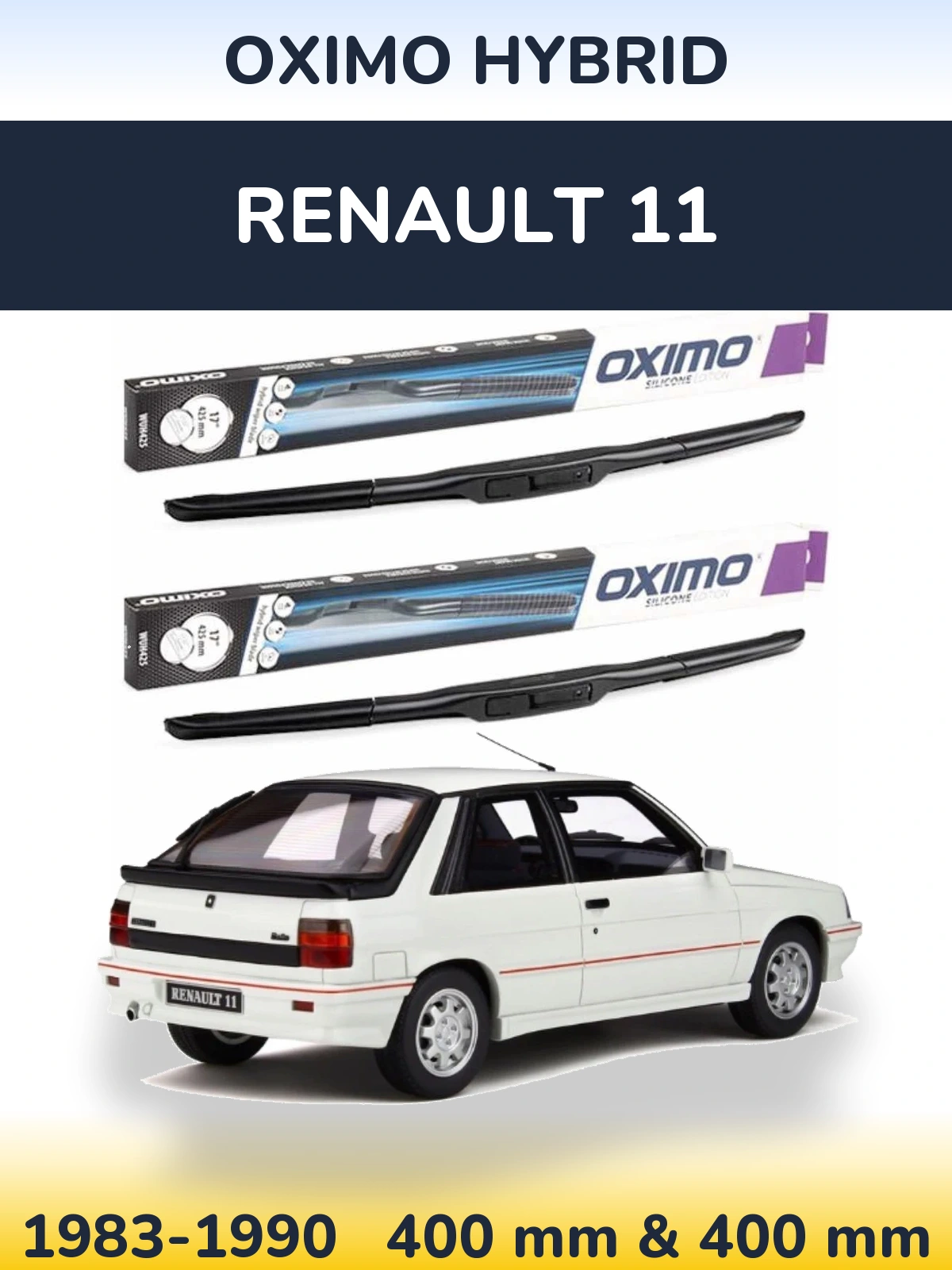 Комплект передних дворников Oximo Hybrid 400 & 400 мм для Renault 11 1983-1990