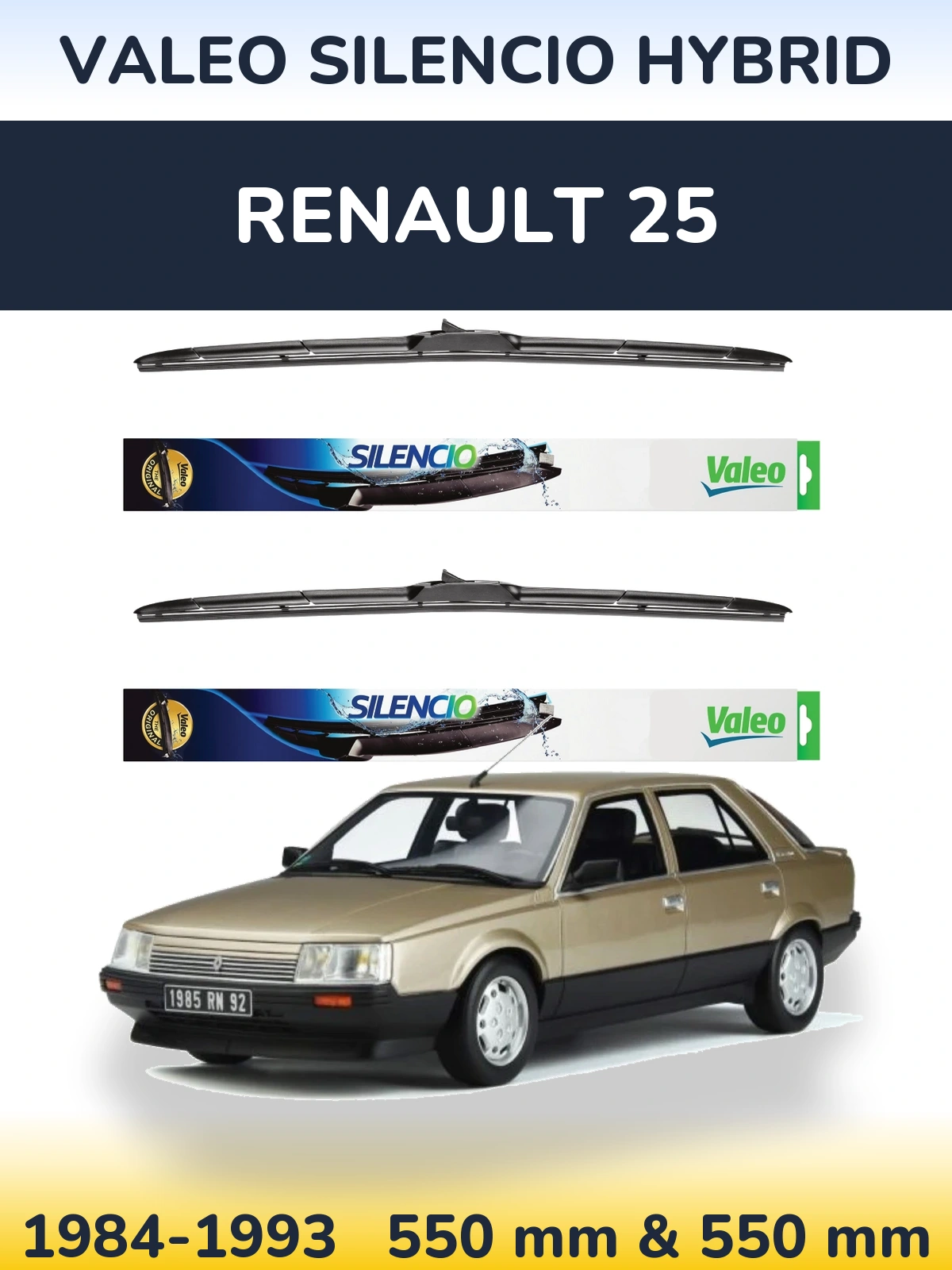 Комплект передних дворников Valeo Silencio Hybrid 550 & 550 мм для Renault 25 1984-1993