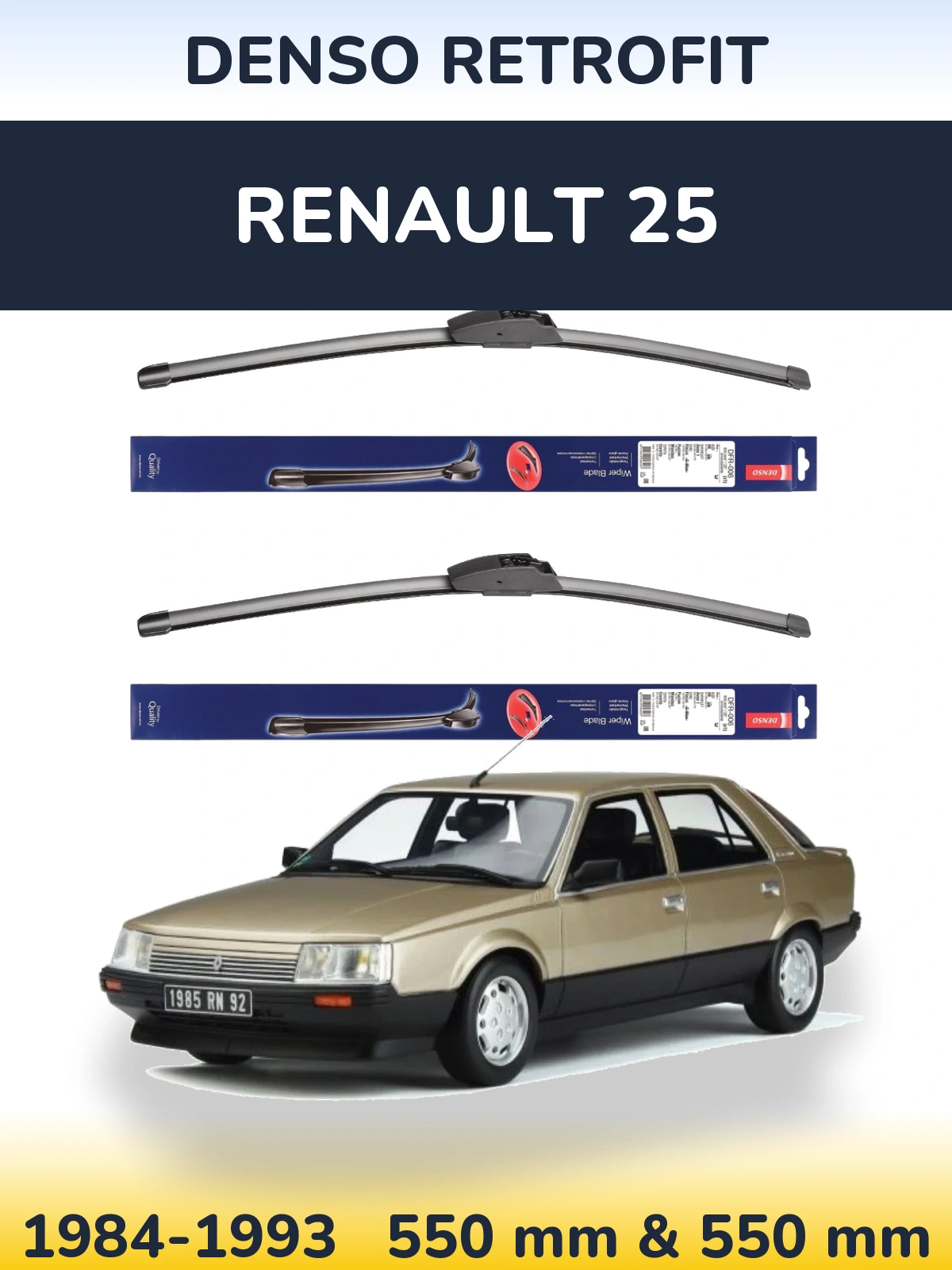 Комплект передних дворников Denso Retrofit 550 & 550 мм для Renault 25 1984-1993