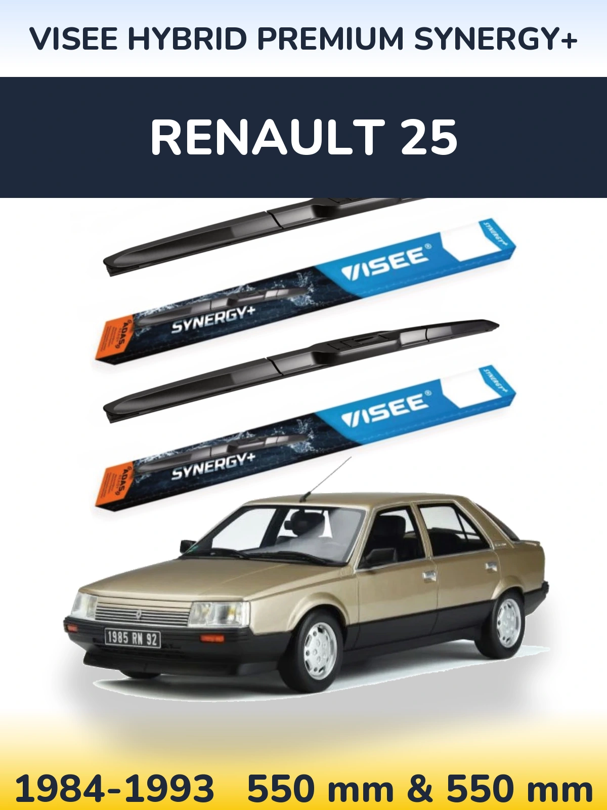 Комплект передних дворников VISEE HYBRID PREMIUM SYNERGY+ 550 & 550 мм для Renault 25 1984-1993