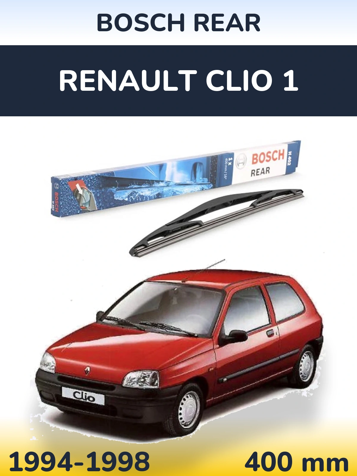 Rear wiper blade BOSCH Rear 400 mm for Renault Clio 1 1994-1998