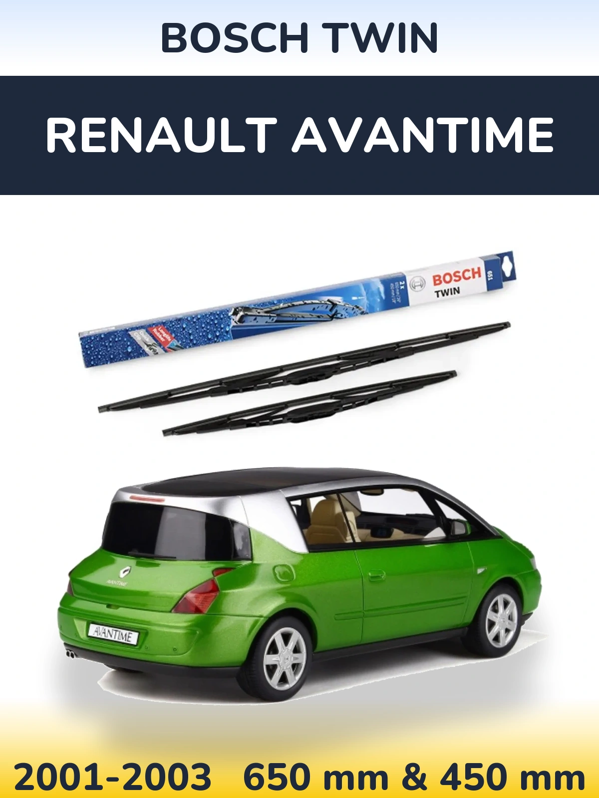 Komplet przednich wycieraczek BOSCH Twin 650 & 450 mm do Renault Avantime 2001-2003