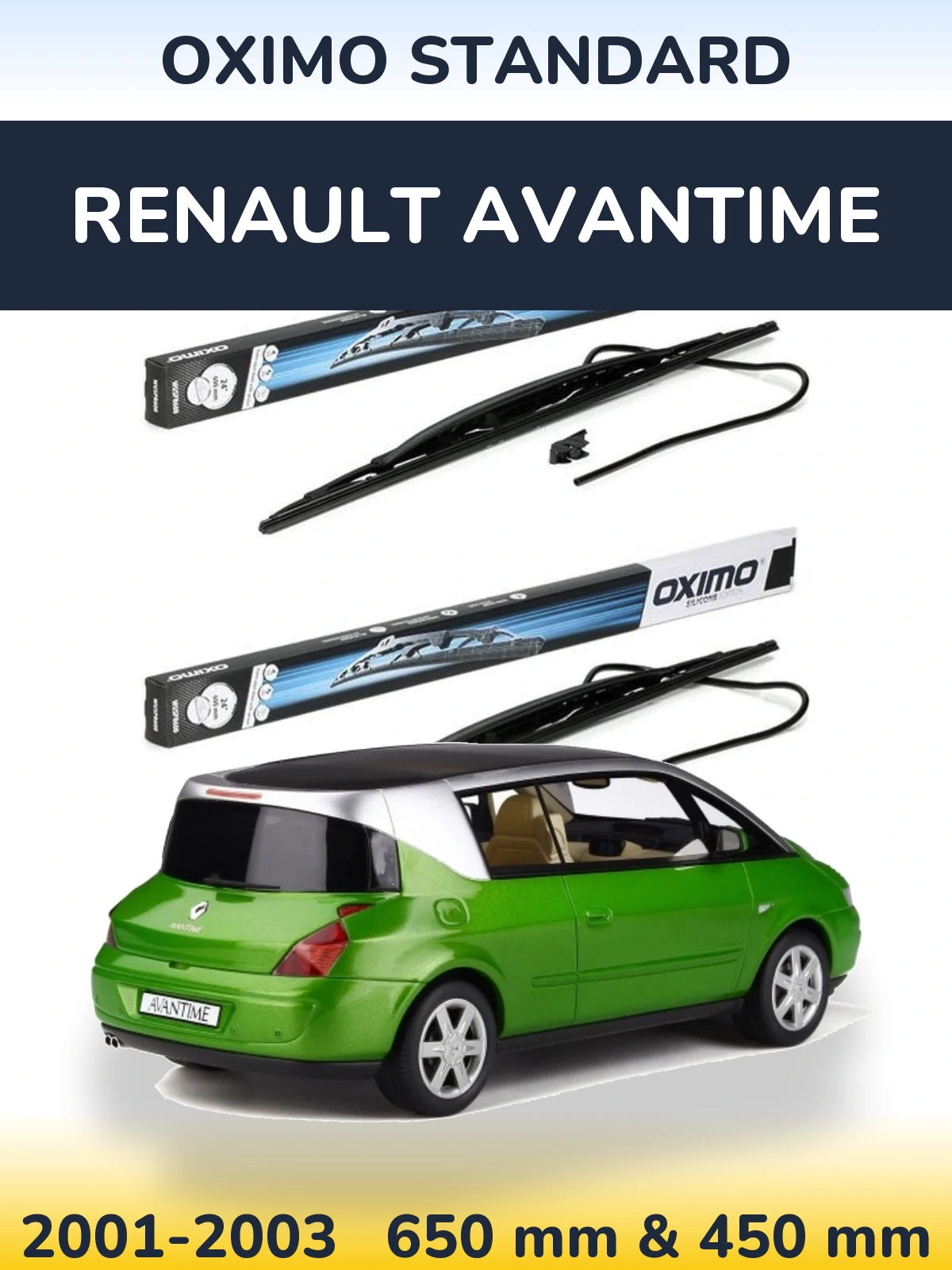 Front wiper blade set Oximo Standard 650 & 450 mm for Renault Avantime 2001-2003