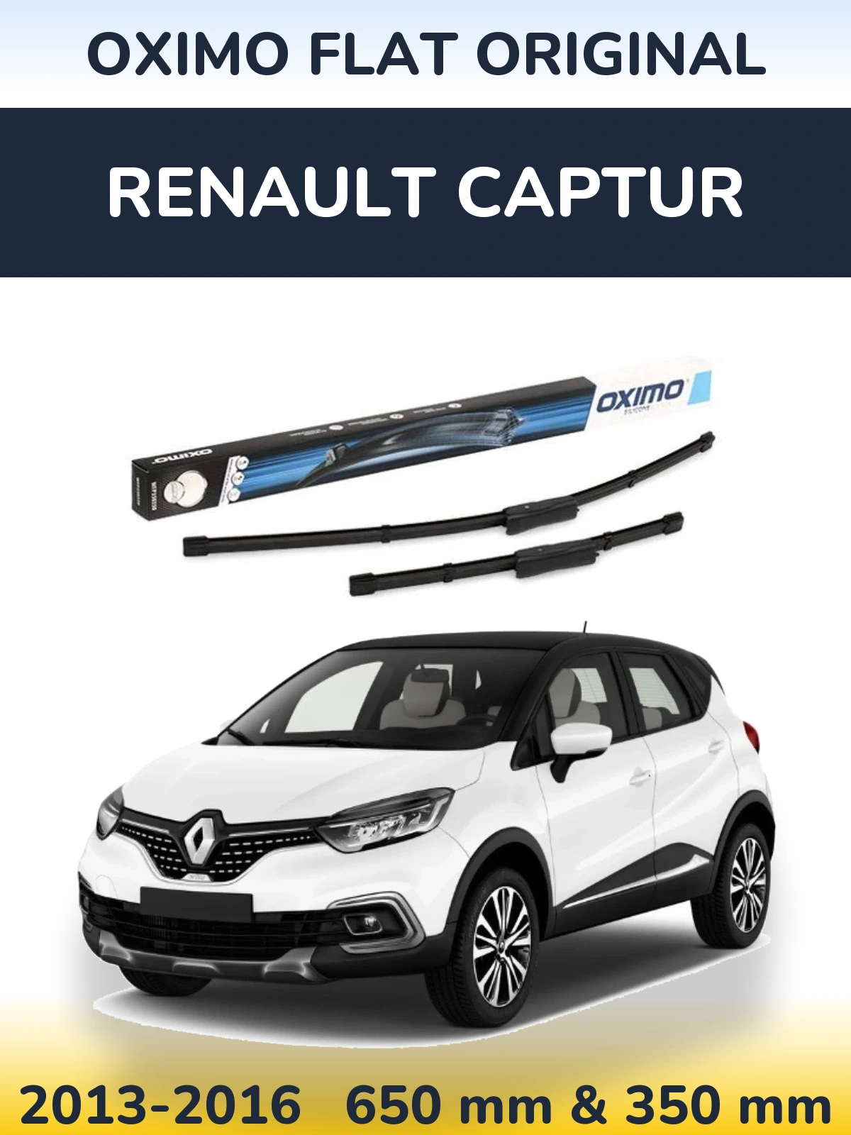 Komplet przednich wycieraczek Oximo Flat Original 650 & 350 mm do Renault Captur 2013-2016