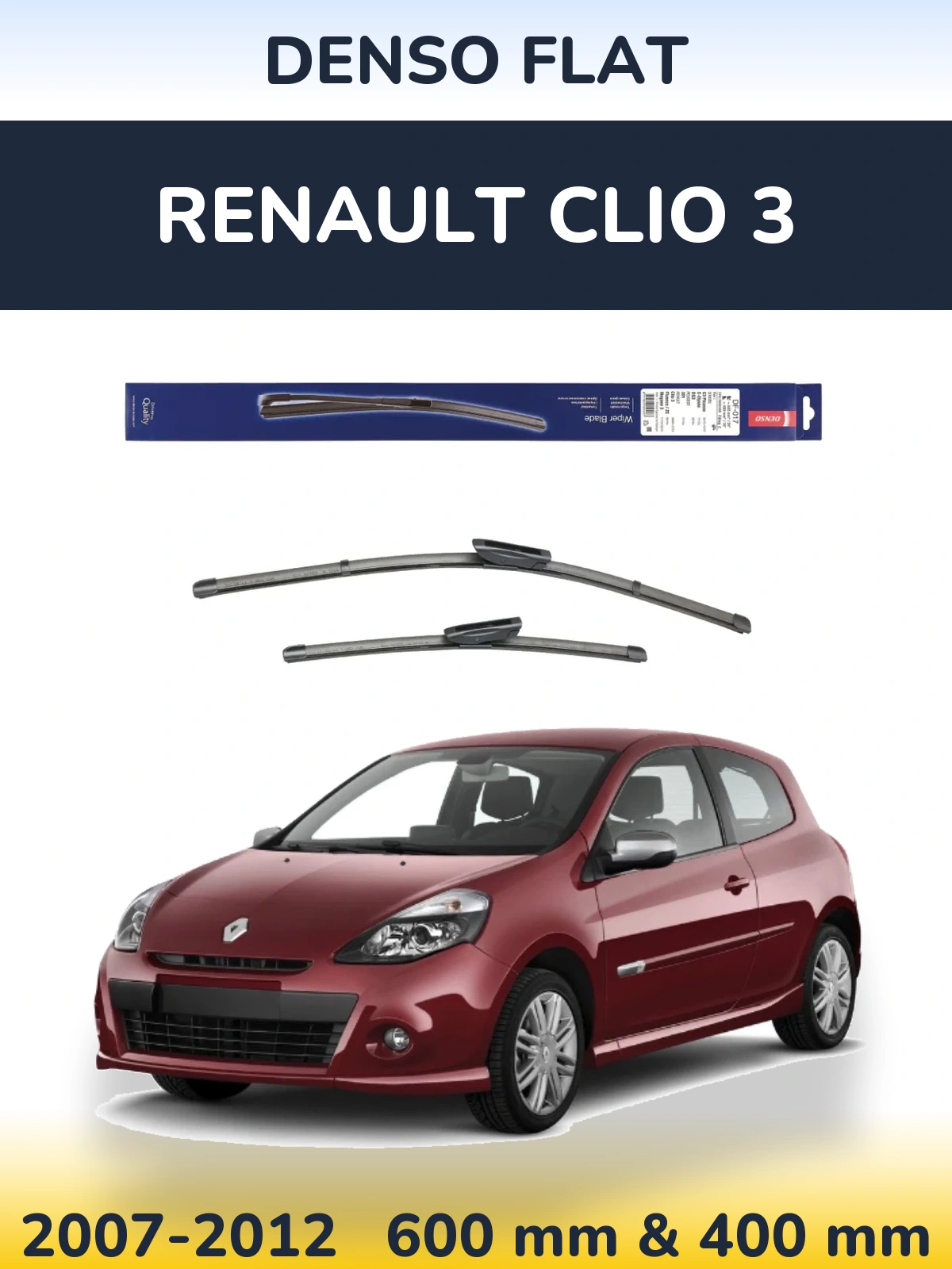 Комплект передних дворников Denso Flat 600 & 400 мм для Renault Clio 3 2007-2012