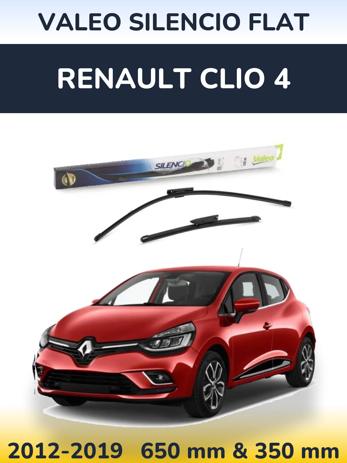 Комплект передніх щіток Valeo Silencio Flat 650 & 350 мм для Renault Clio 4 2012-2019