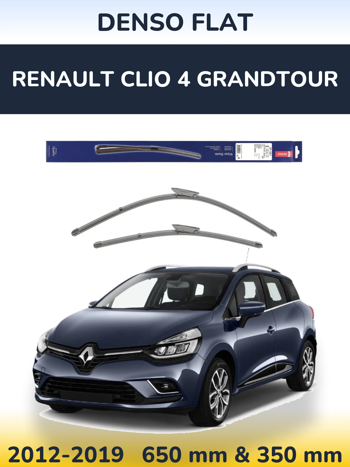 Комплект передних дворников Denso Flat 650 & 350 мм для Renault Clio 4 Grandtour 2012-2019