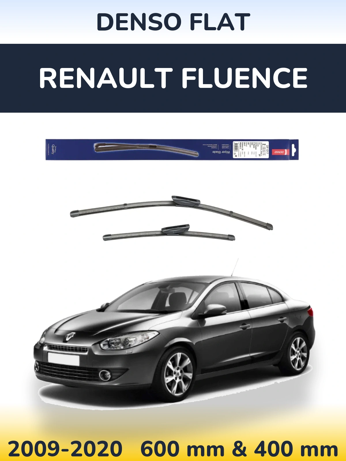 Komplet przednich wycieraczek Denso Flat 600 & 400 mm do Renault Fluence 2009-2020