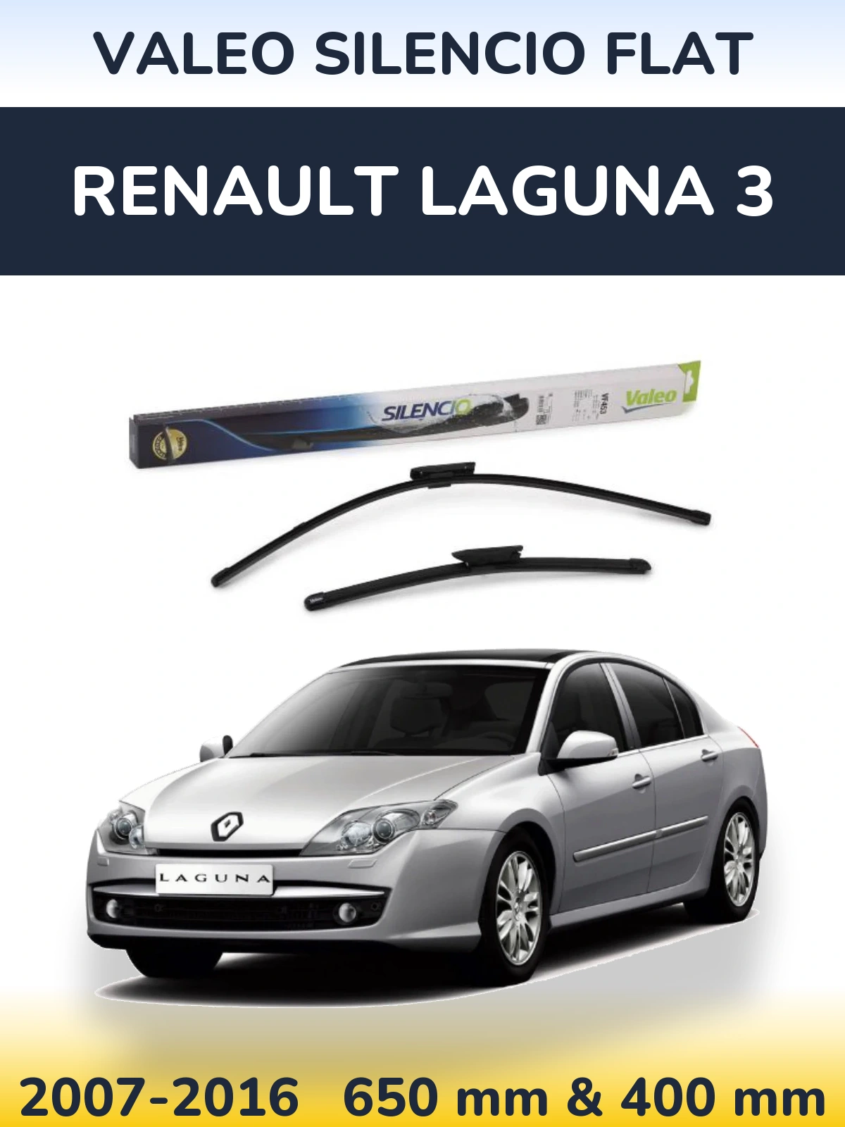 Комплект передних дворников Valeo Silencio Flat 650 & 400 мм для Renault Laguna 3 2007-2016