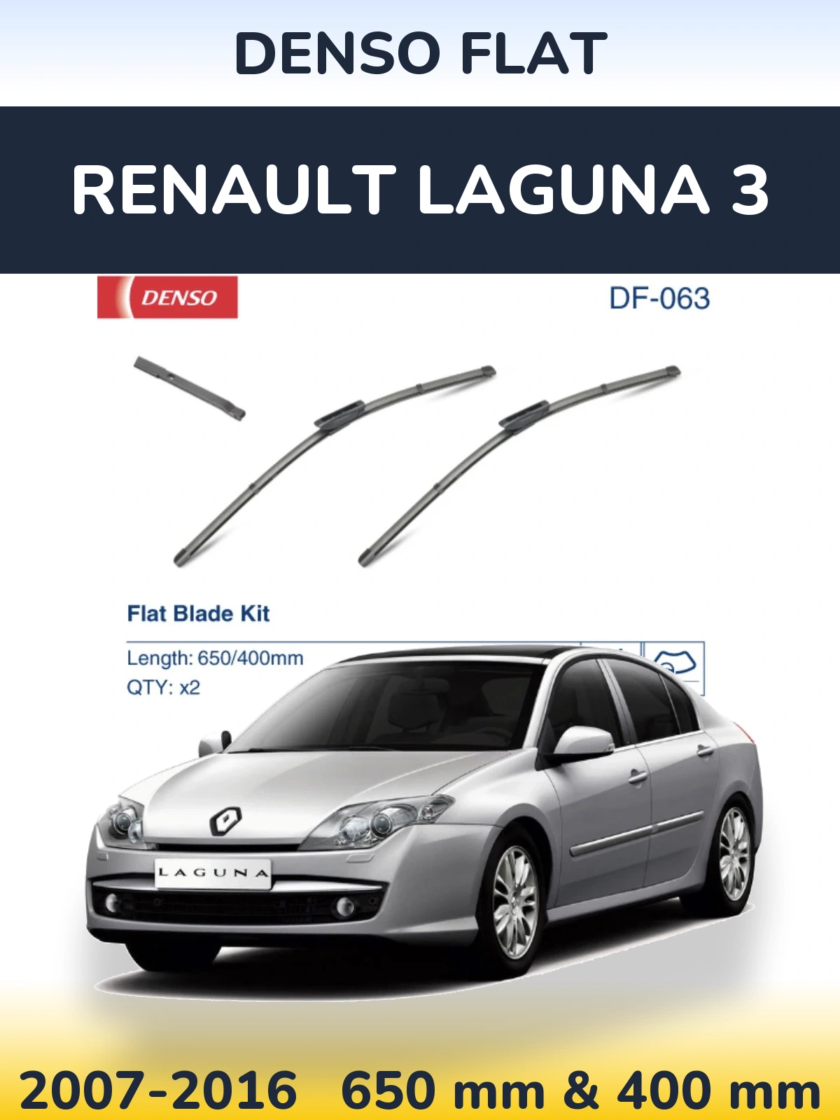 Комплект передних дворников Denso Flat 650 & 400 мм для Renault Laguna 3 2007-2016