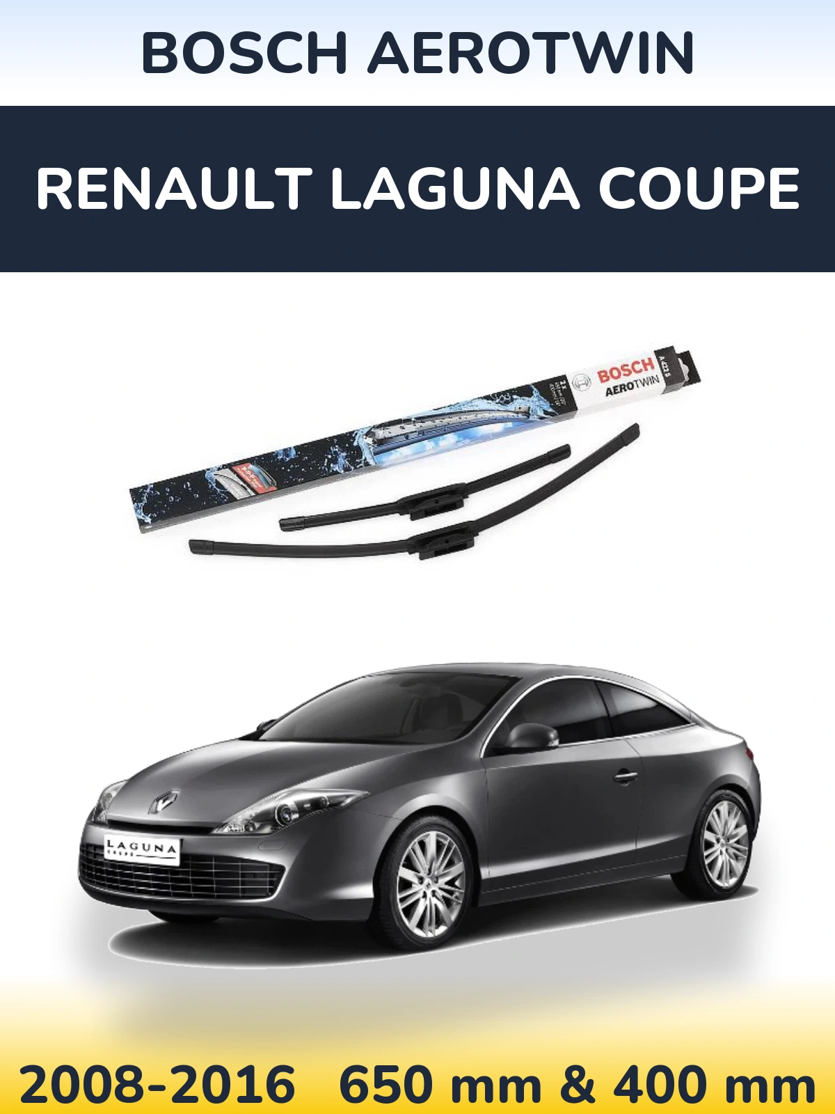 Комплект передних дворников BOSCH AeroTwin 650 & 400 мм для Renault Laguna Coupe 2008-2016