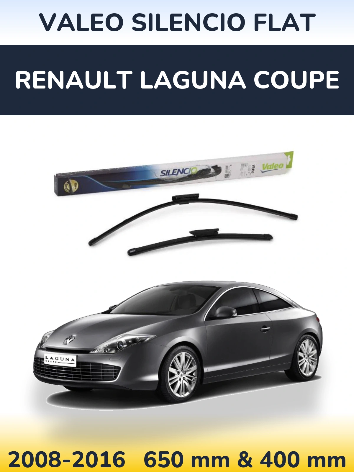 Komplet przednich wycieraczek Valeo Silencio Flat 650 & 400 mm do Renault Laguna Coupe 2008-2016