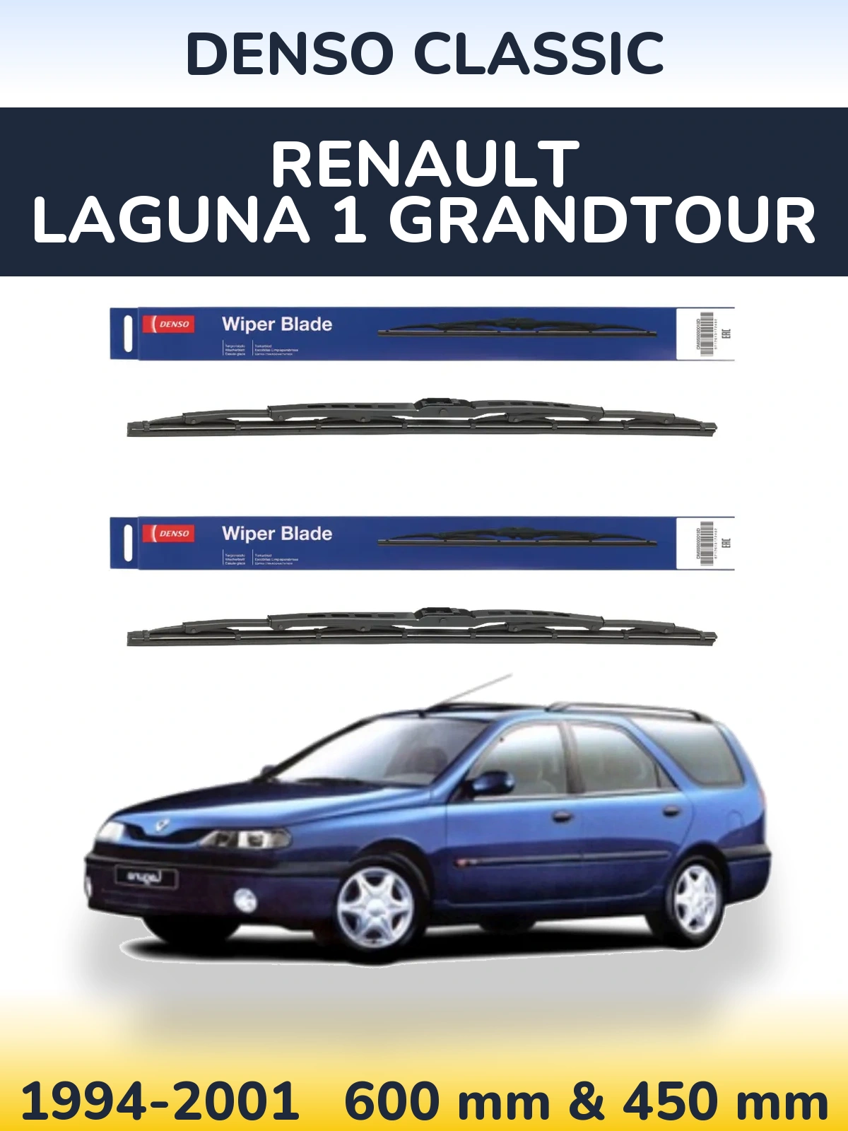 Komplet przednich wycieraczek Denso Classic 600 & 450 mm do Renault Laguna 1 Grandtour 1994-2001