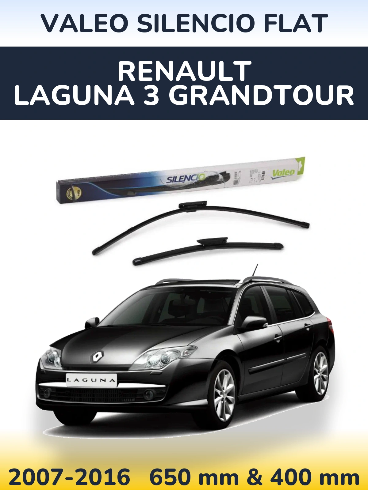 Комплект передних дворников Valeo Silencio Flat 650 & 400 мм для Renault Laguna 3 Grandtour 2007-2016