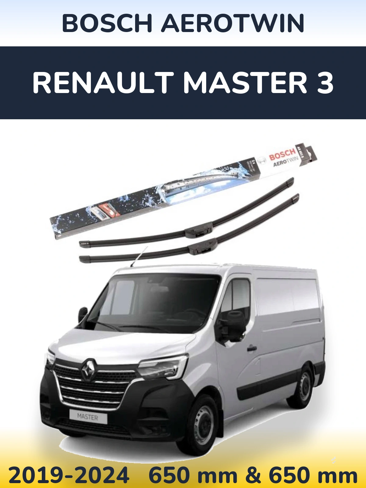 Komplet przednich wycieraczek BOSCH AeroTwin 650 & 650 mm do Renault Master 3 2019-2024