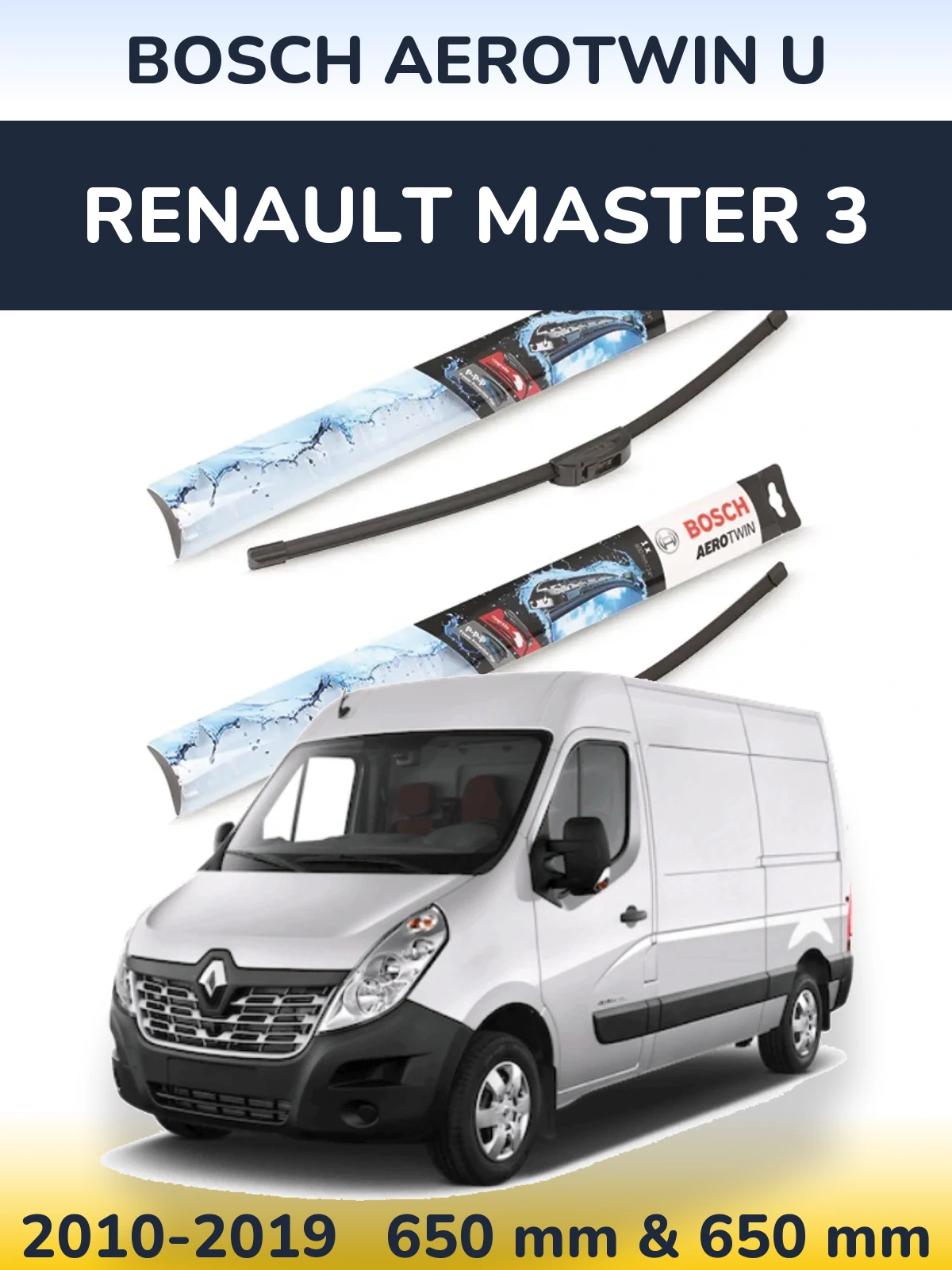 Комплект передніх щіток BOSCH AeroTwin U 650 & 650 мм для Renault Master 3 2010-2019