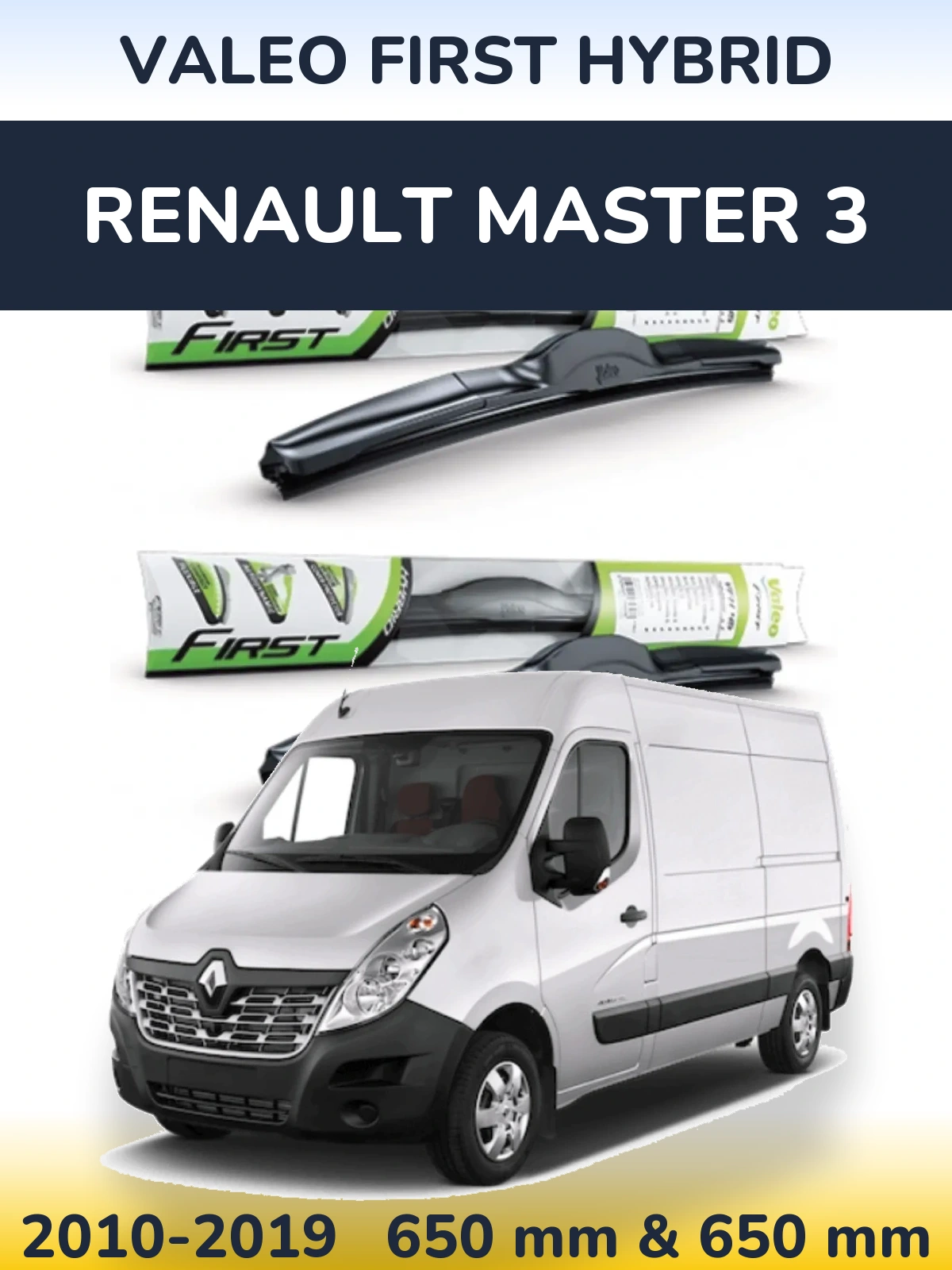 Komplet przednich wycieraczek Valeo First Hybrid 650 & 650 mm do Renault Master 3 2010-2019