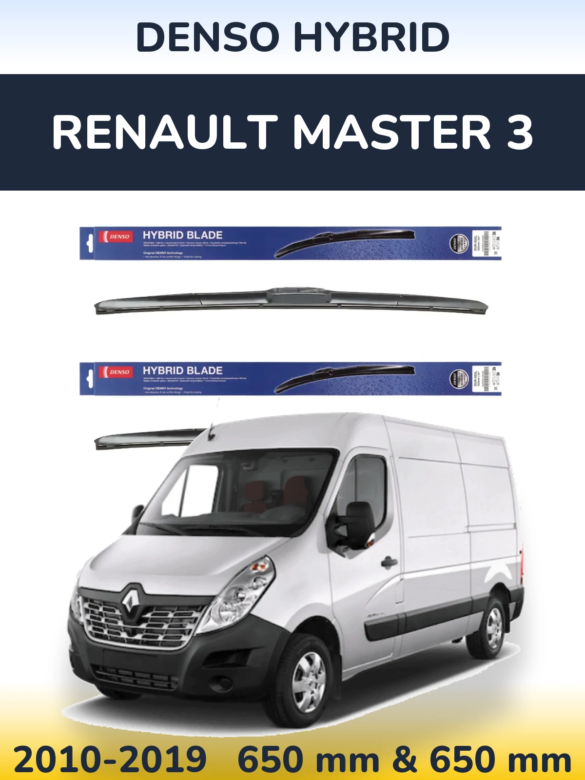 Komplet przednich wycieraczek Denso Hybrid 650 & 650 mm do Renault Master 3 2010-2019