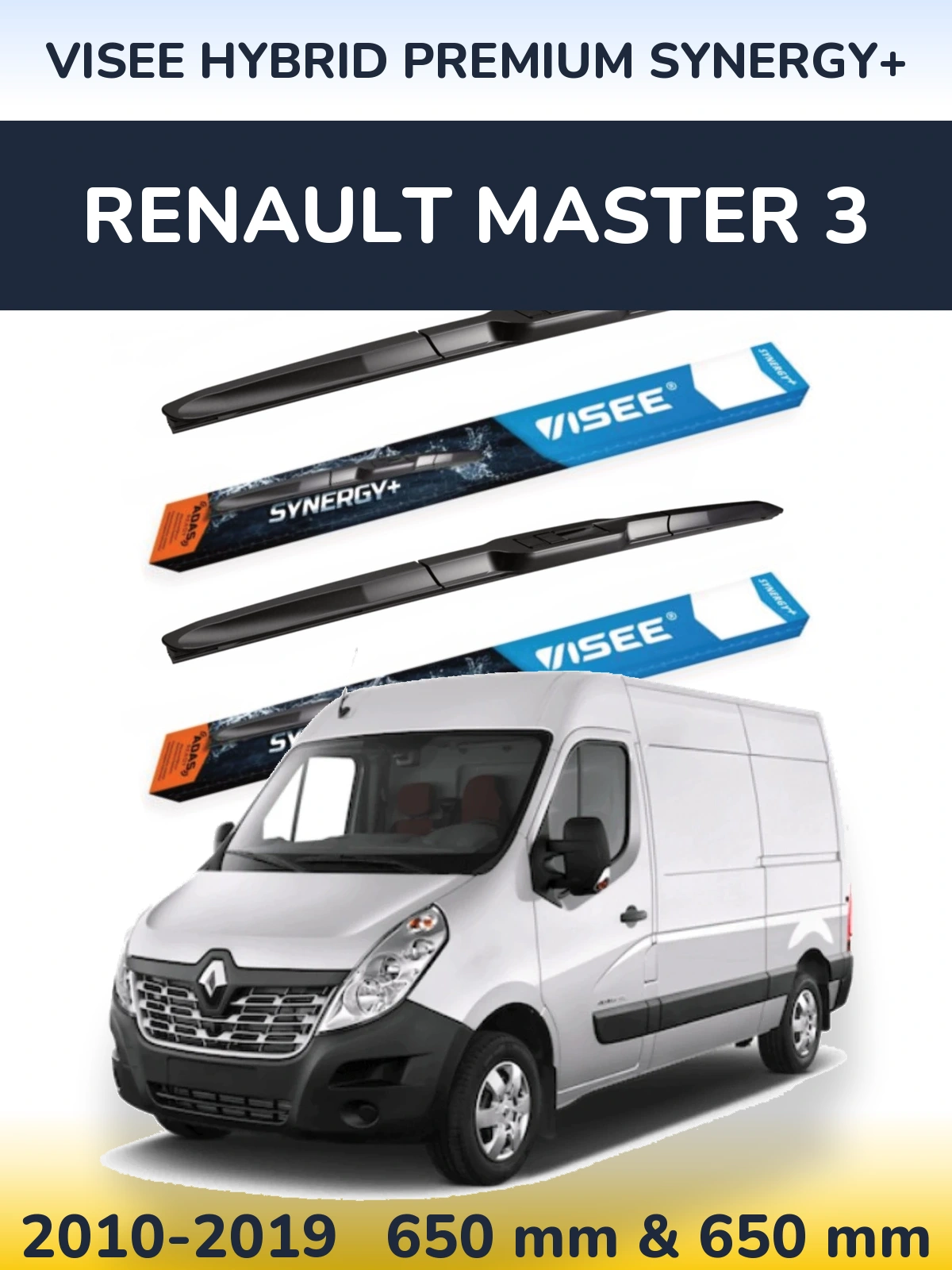 Комплект передніх щіток VISEE HYBRID PREMIUM SYNERGY+ 650 & 650 мм для Renault Master 3 2010-2019