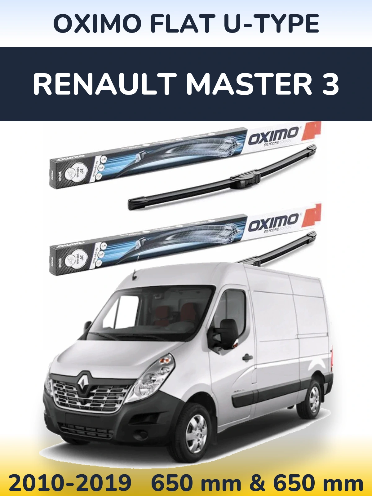Komplet przednich wycieraczek Oximo Flat U-type 650 & 650 mm do Renault Master 3 2010-2019