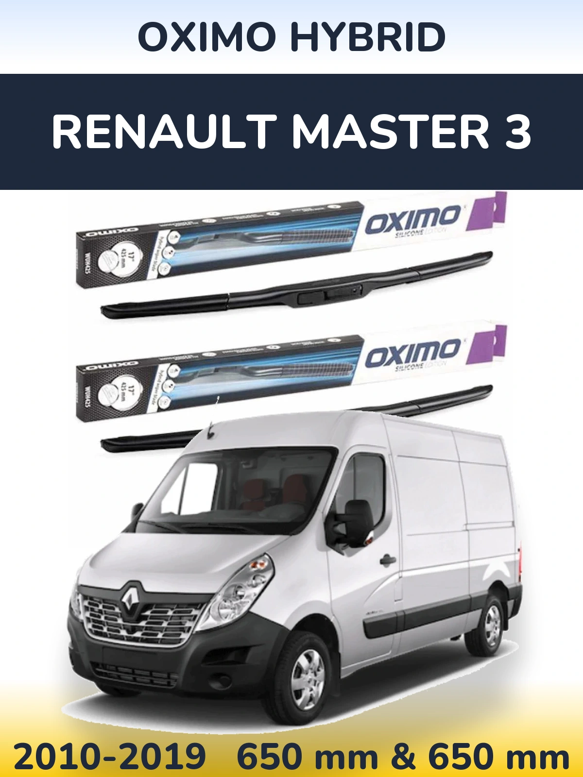 Комплект передніх щіток Oximo Hybrid 650 & 650 мм для Renault Master 3 2010-2019