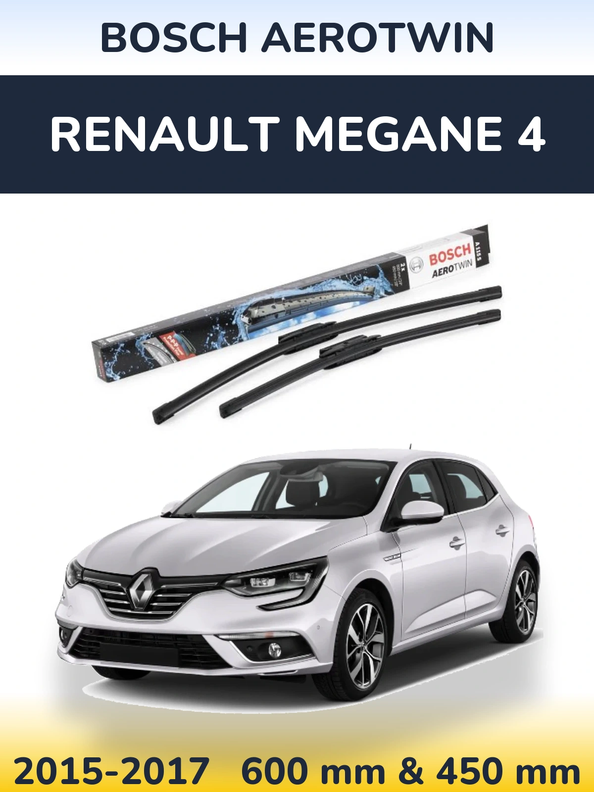 Komplet przednich wycieraczek BOSCH AeroTwin 600 & 450 mm do Renault Megane 4 2015-2017