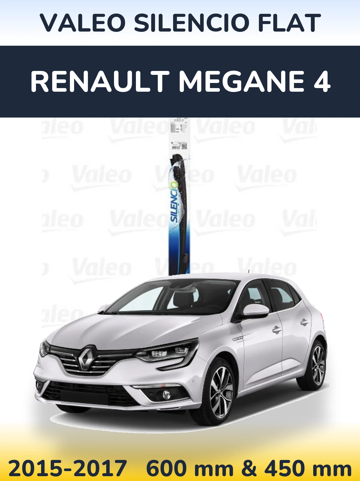 Комплект передних дворников Valeo Silencio Flat 600 & 450 мм для Renault Megane 4 2015-2017