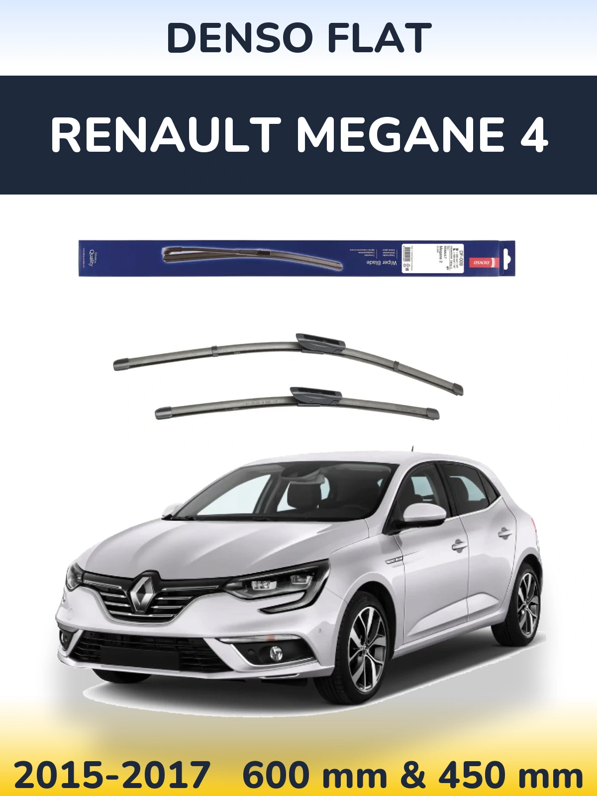 Комплект передних дворников Denso Flat 600 & 450 мм для Renault Megane 4 2015-2017