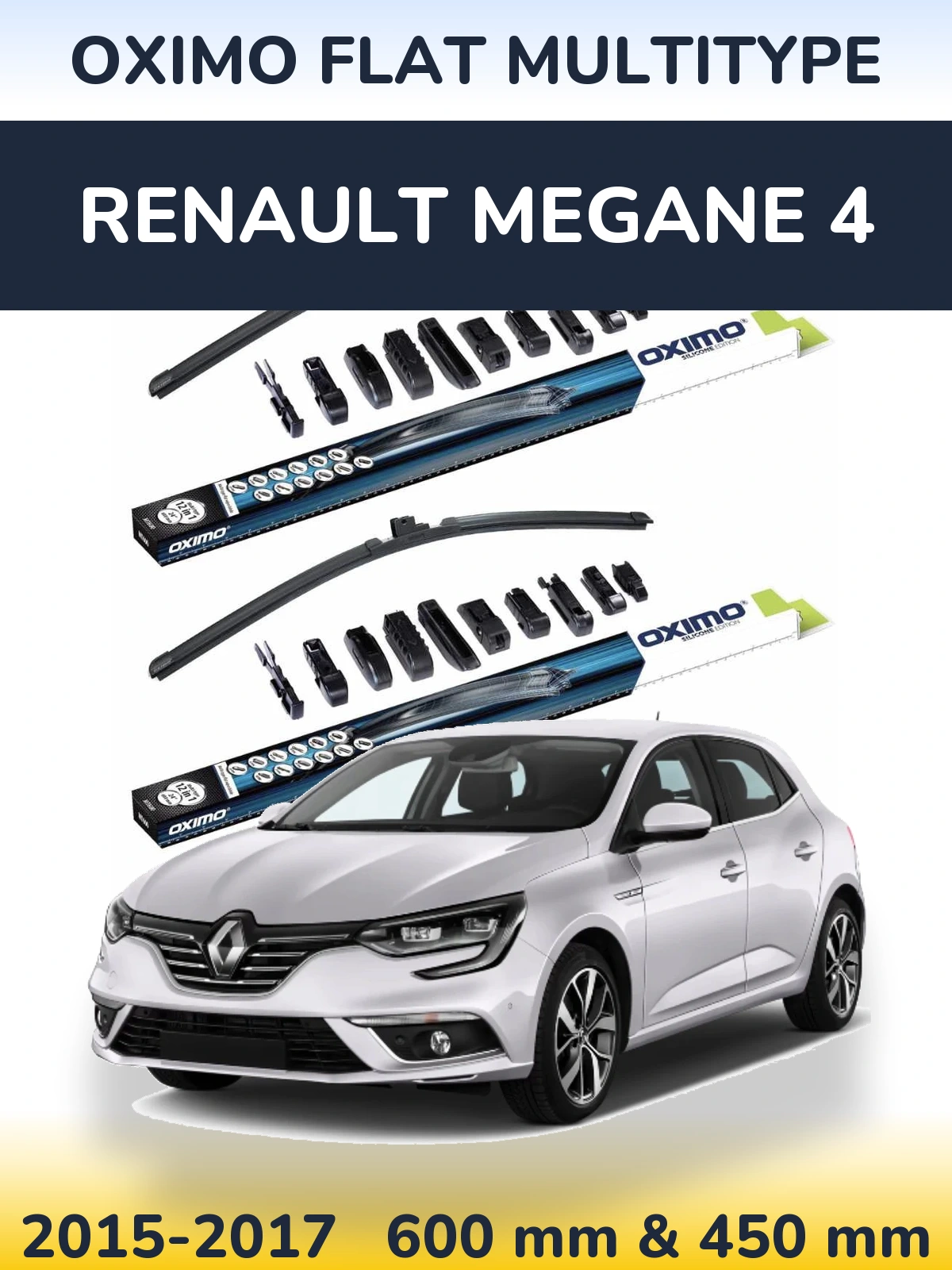 Komplet przednich wycieraczek Oximo Flat MultiType 600 & 450 mm do Renault Megane 4 2015-2017