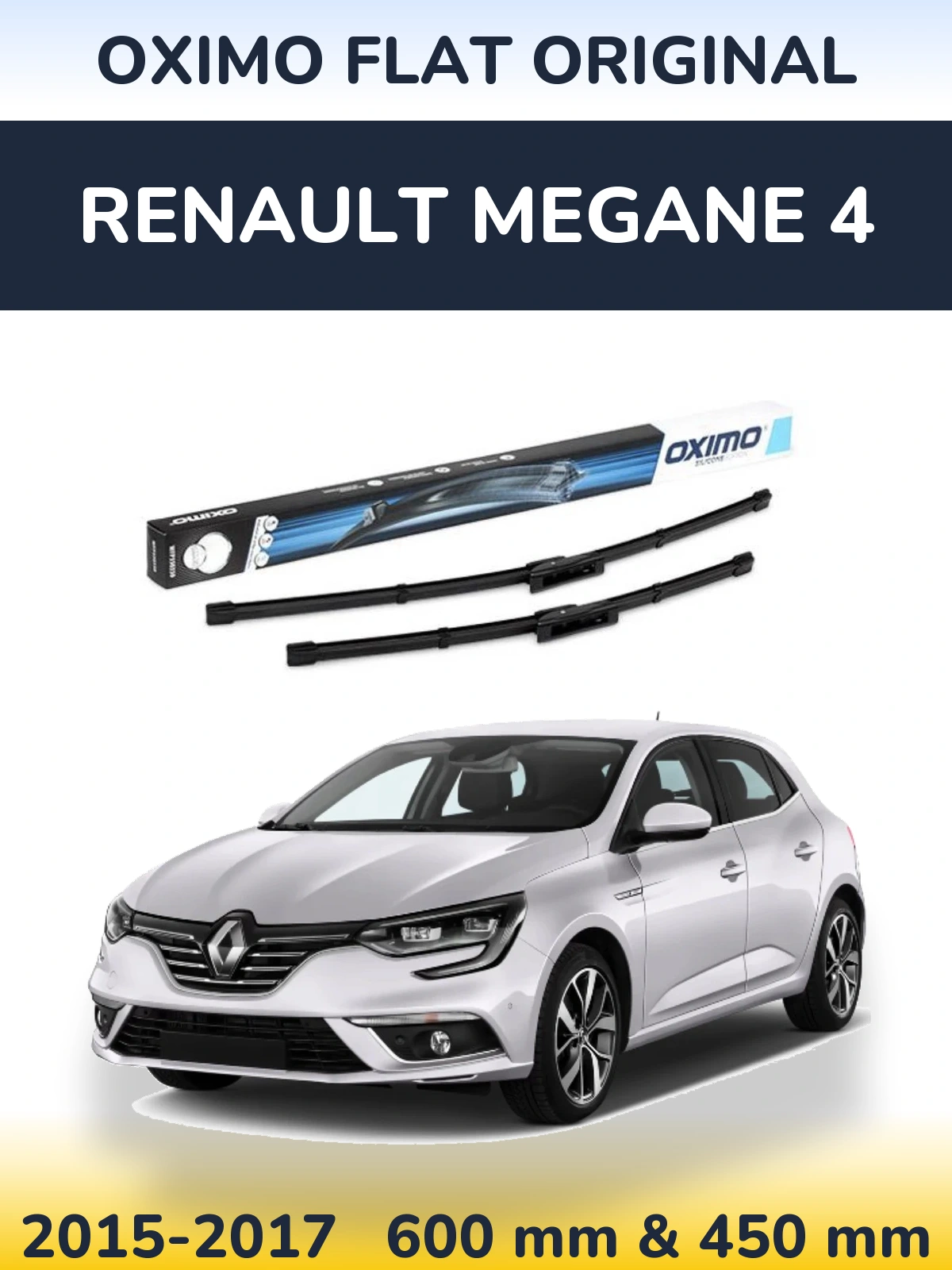 Комплект передніх щіток Oximo Flat Original 600 & 450 мм для Renault Megane 4 2015-2017
