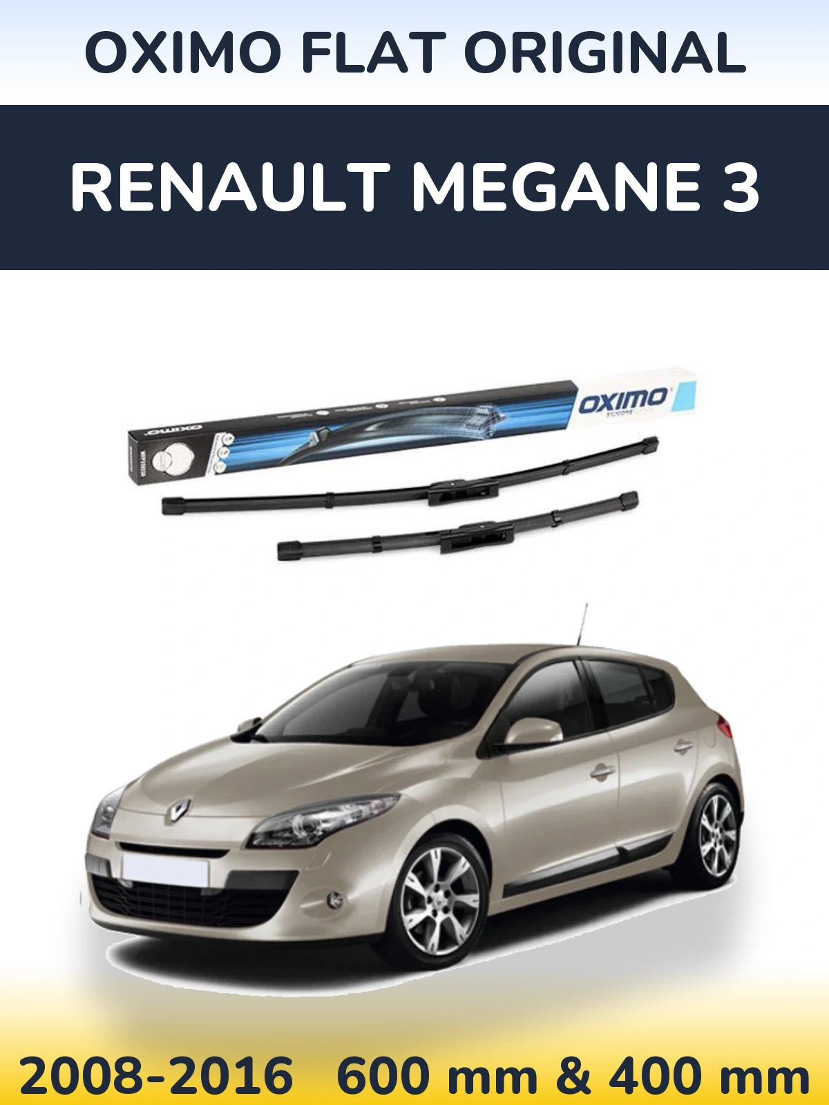 Комплект передних дворников Oximo Flat Original 600 & 400 мм для Renault Megane 3 2008-2016