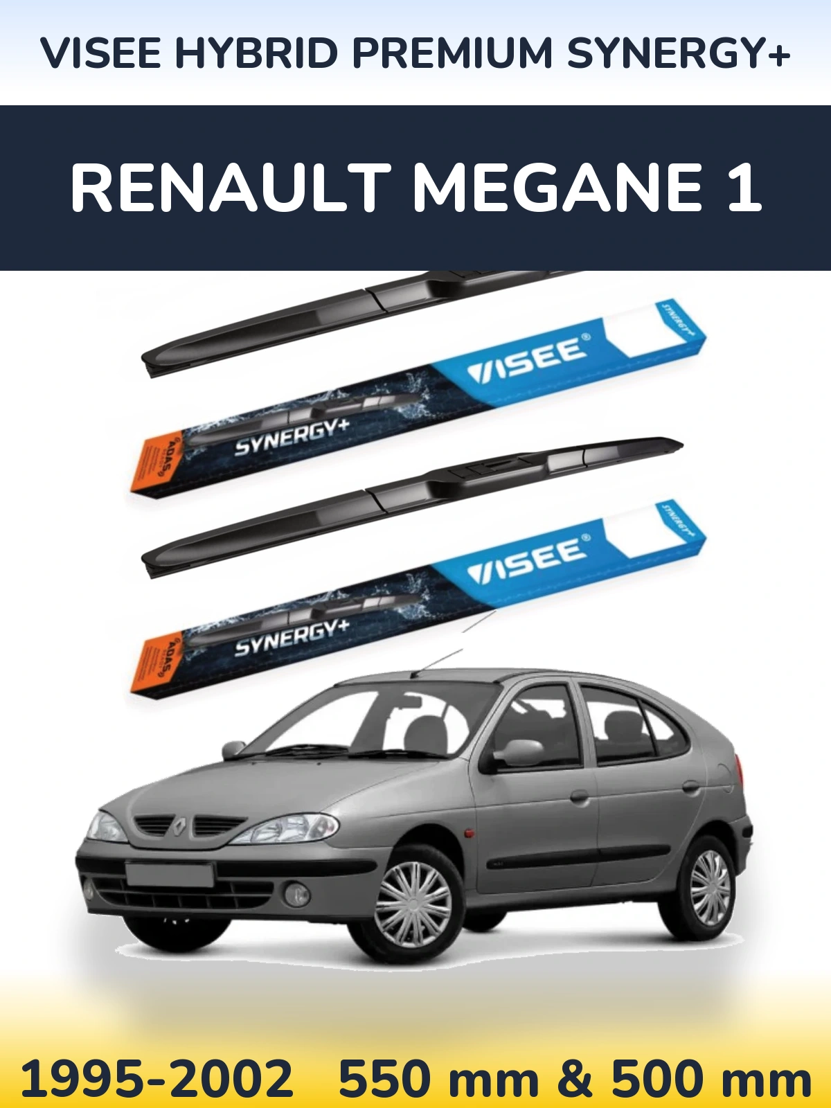 Комплект передних дворников VISEE HYBRID PREMIUM SYNERGY+ 550 & 500 мм для Renault Megane 1 1995-2002