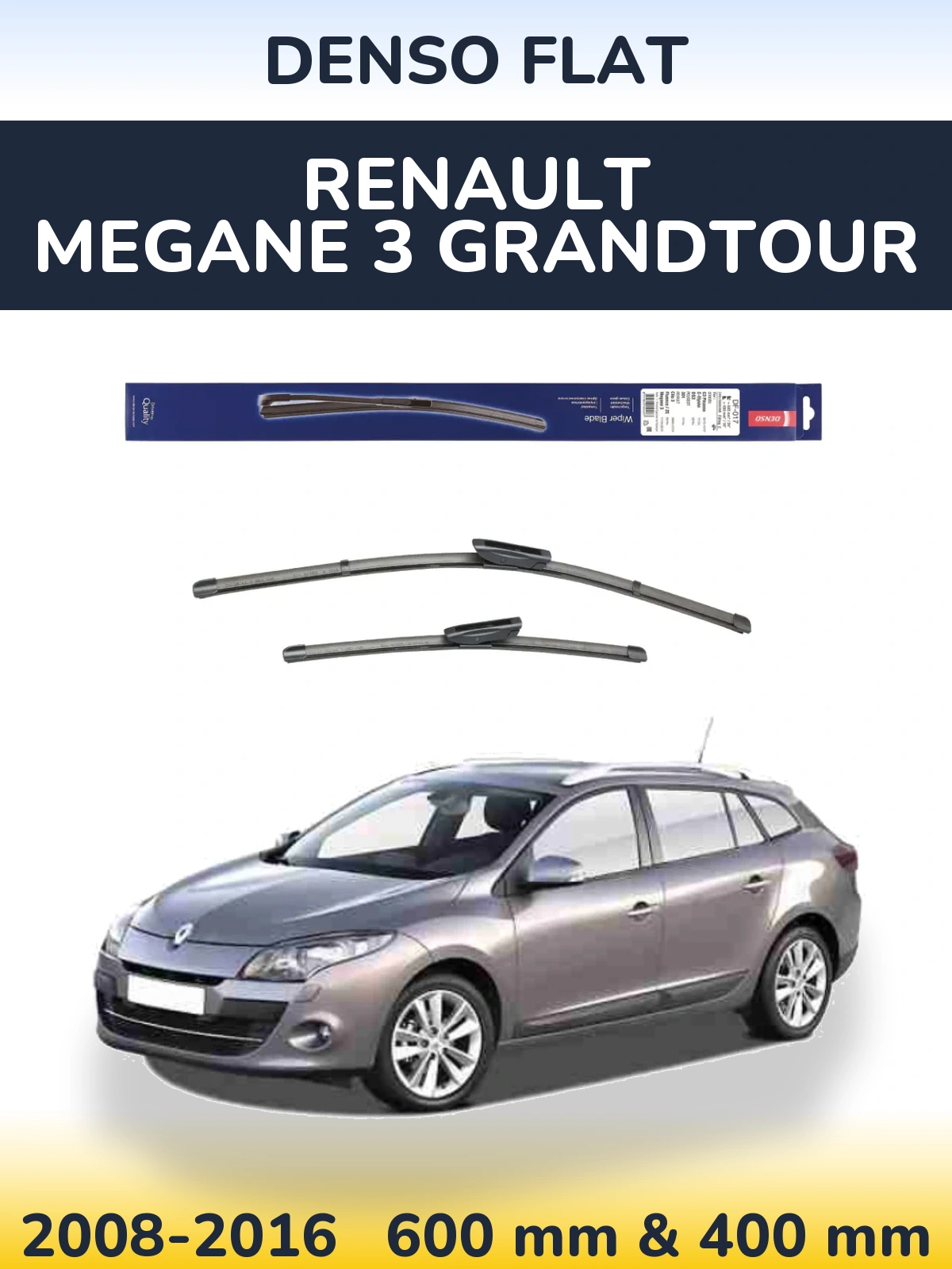 Komplet przednich wycieraczek Denso Flat 600 & 400 mm do Renault Megane 3 Grandtour 2008-2016
