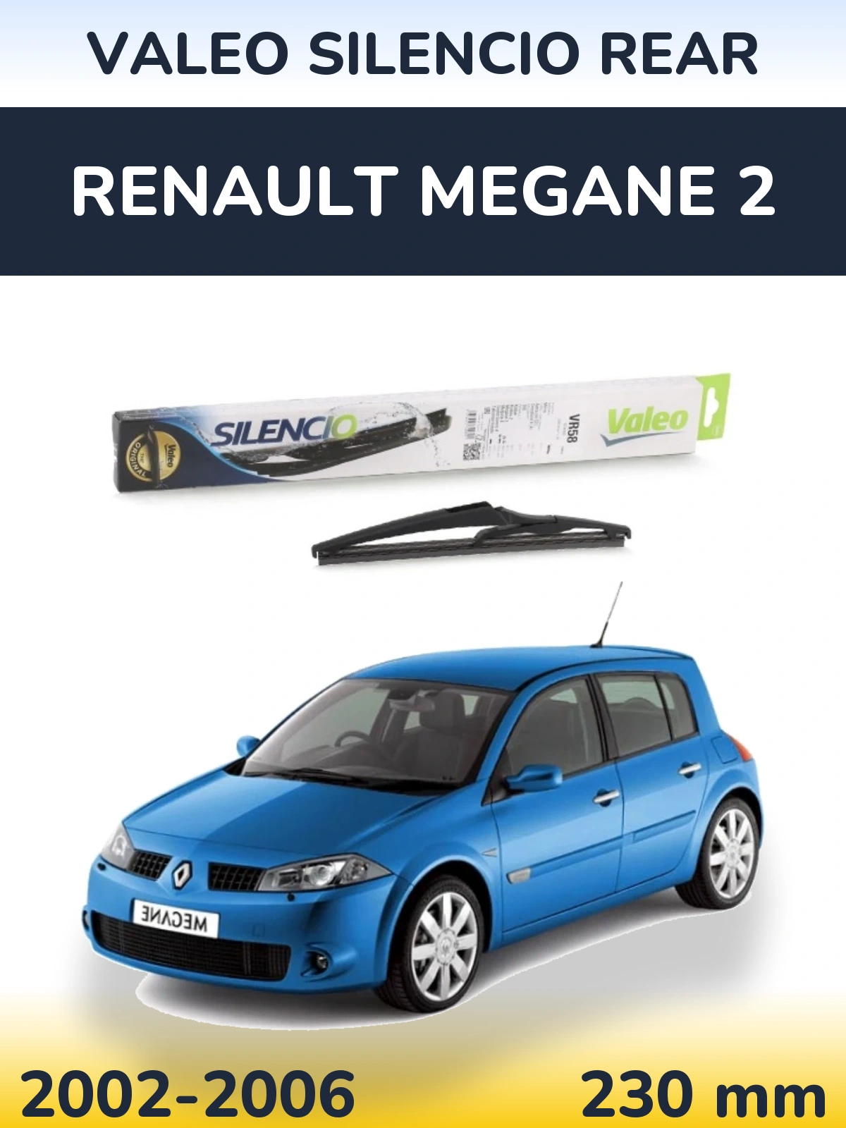 Rear wiper blade Valeo Silencio Rear 240 mm for Renault Megane 2 2002-2006