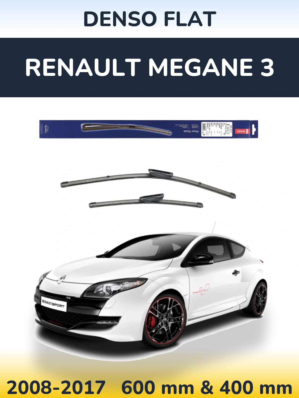 Komplet przednich wycieraczek Denso Flat 600 & 400 mm do Renault Megane 3 2008-2017